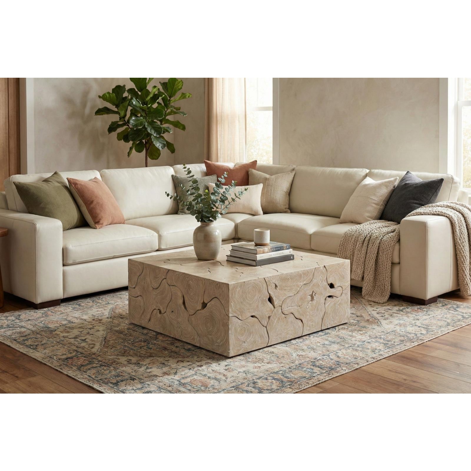 Teak Square Slice Coffee Table