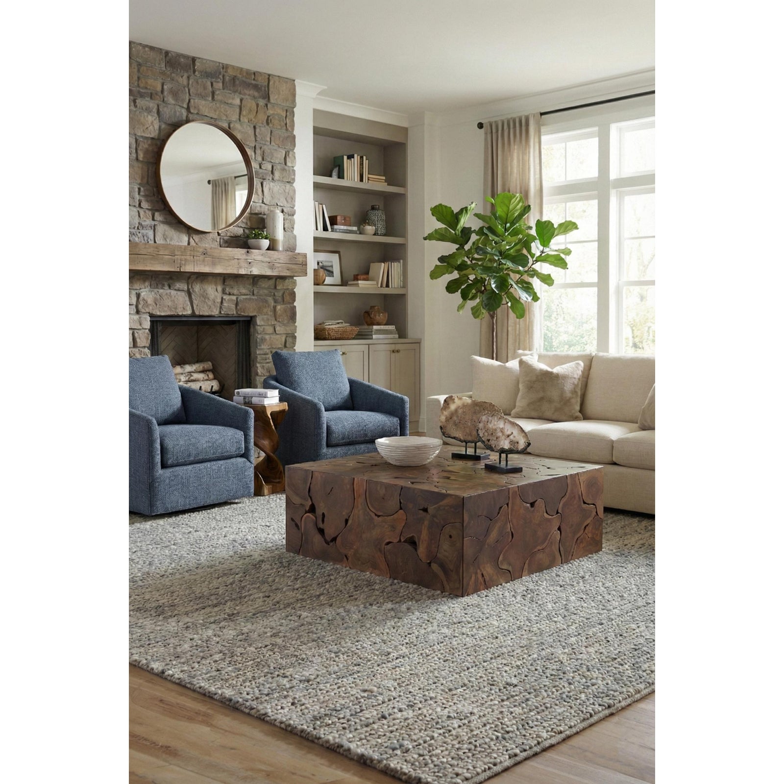 Teak Square Slice Coffee Table