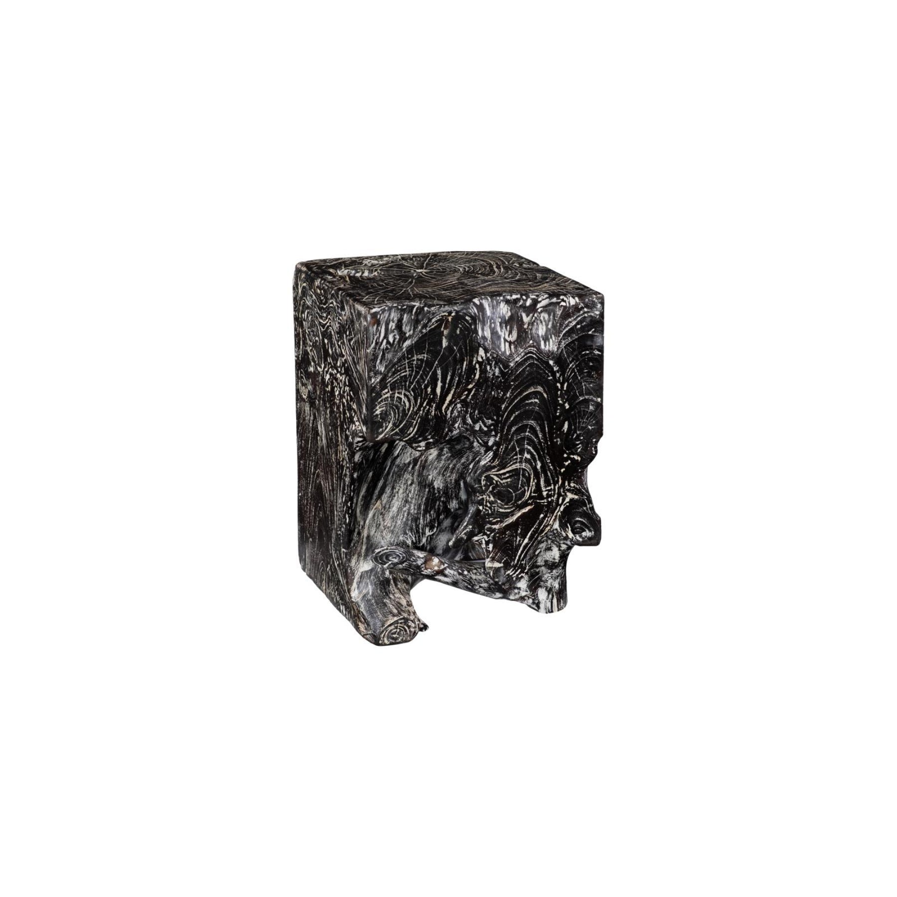 Black Wash Square Stool