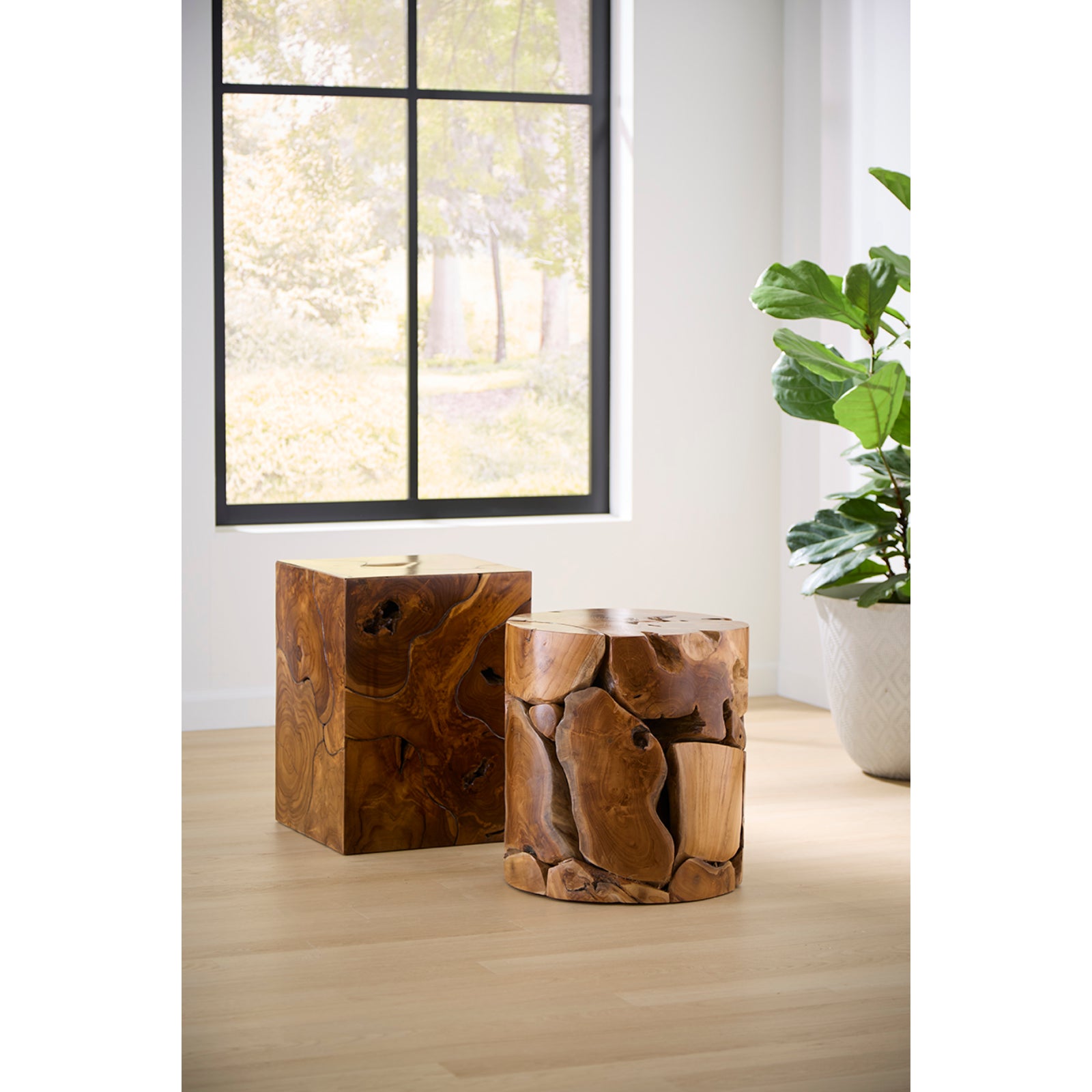 Teak Slice Side Table