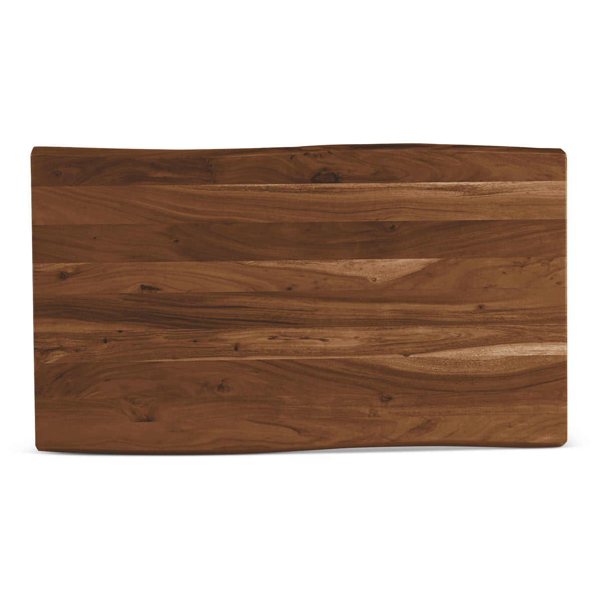 Brooks Coffee Table by Urbia — overhead view of warm brown acacia grain and gently curved live edges