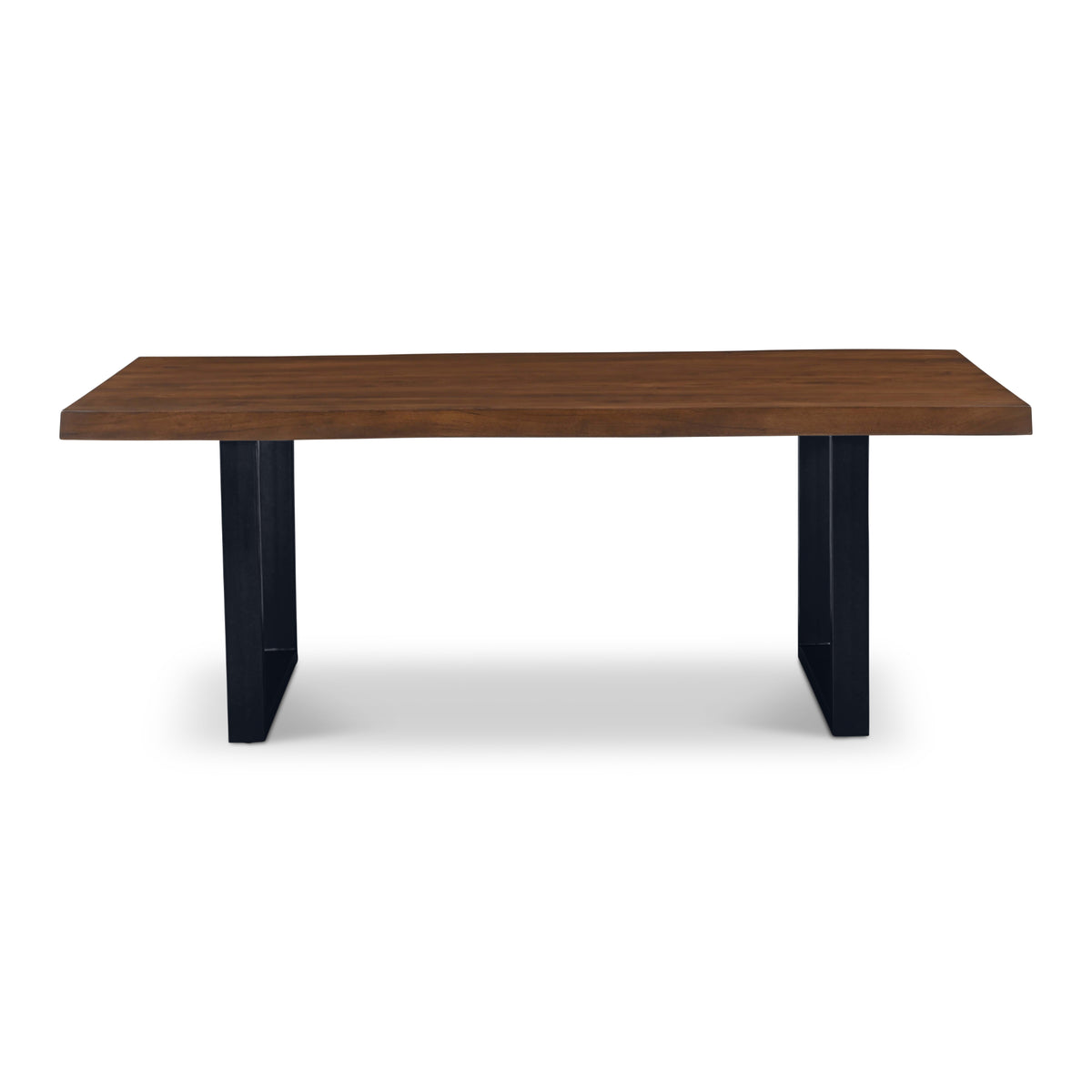 Brooks Dining Table - U Base by Urbia — straight-on side profile with warm brown tabletop and U supports