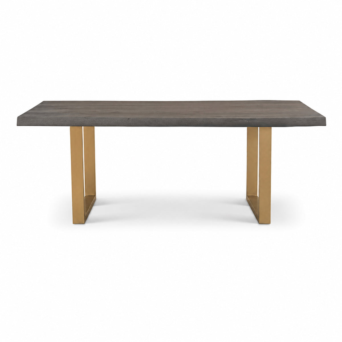 Brooks Dining Table - U Base by Urbia — side profile with a dark gray-toned tabletop and warm-toned U-shaped supports