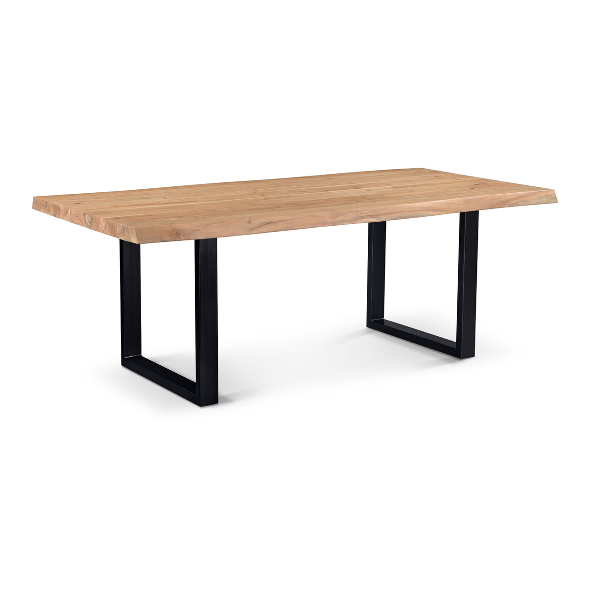 Brooks Dining Table - U Base by Urbia, 79-inch Teak color with Black base, three-quarter view