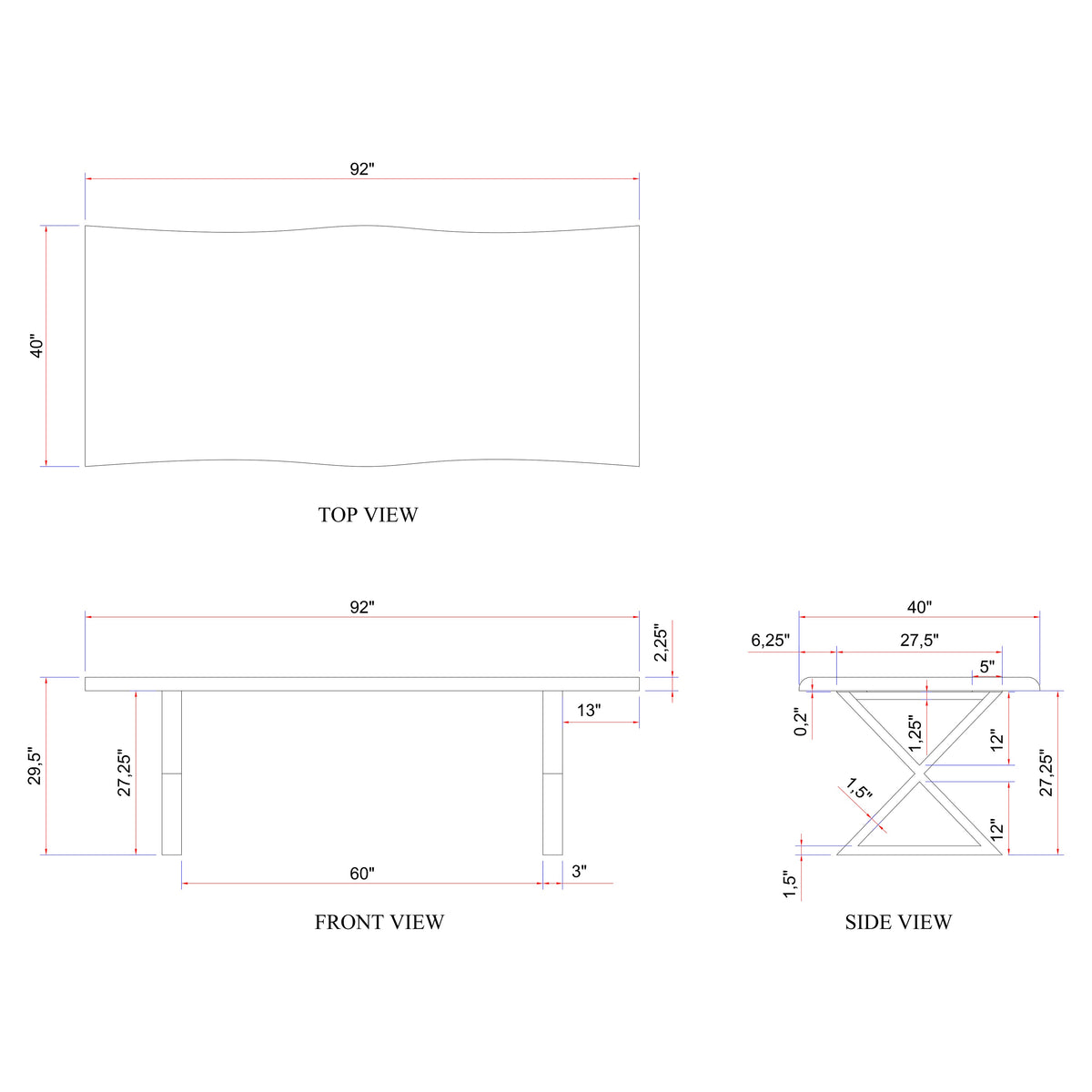 Brooks Dining Table - X Base