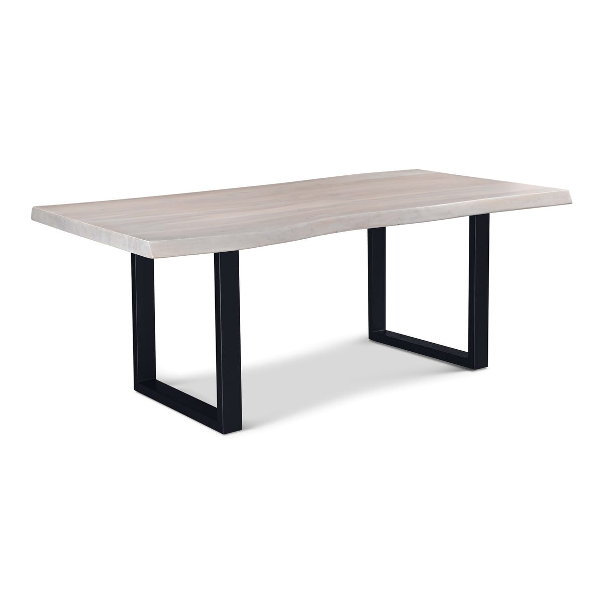 Brooks Dining Table - U Base by Urbia, 79-inch White Wash color with Black base, three-quarter view