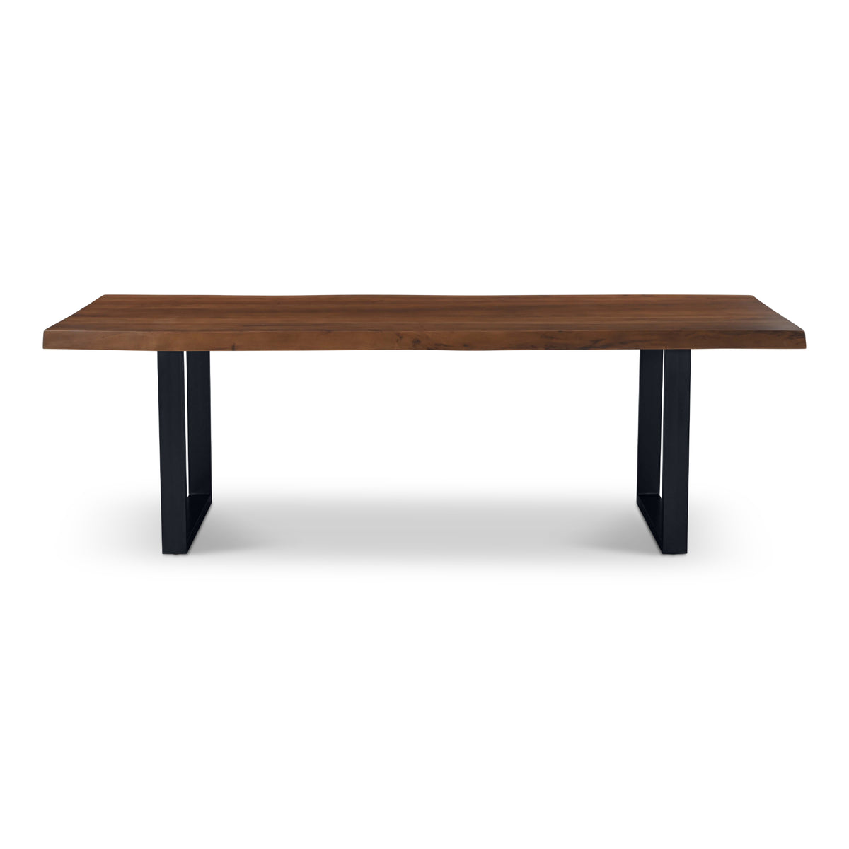 Brooks Dining Table - U Base by Urbia — side profile with warm brown tabletop and paired U-shaped supports