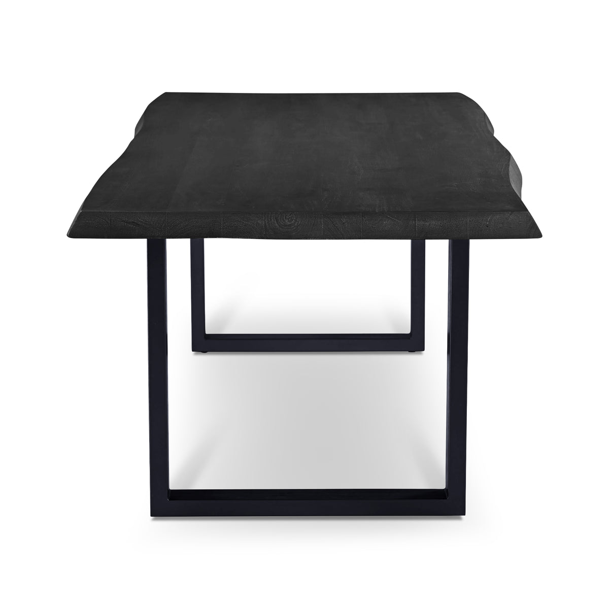 Brooks Dining Table - U Base by Urbia — dark-toned tabletop, end view emphasizing the U-shaped base