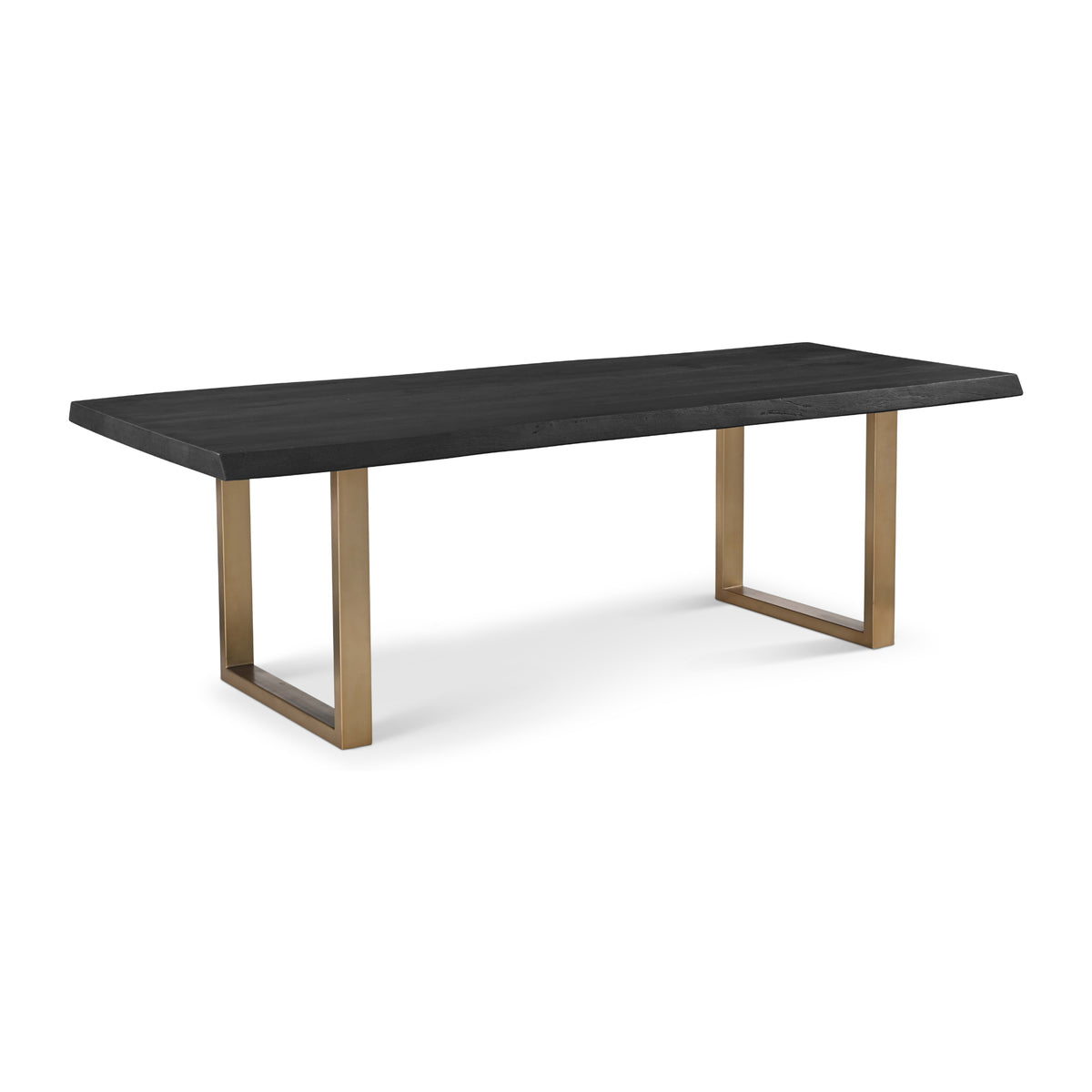 Brooks Dining Table - U Base by Urbia, 92-inch Ebonized color with Brass base, three-quarter view