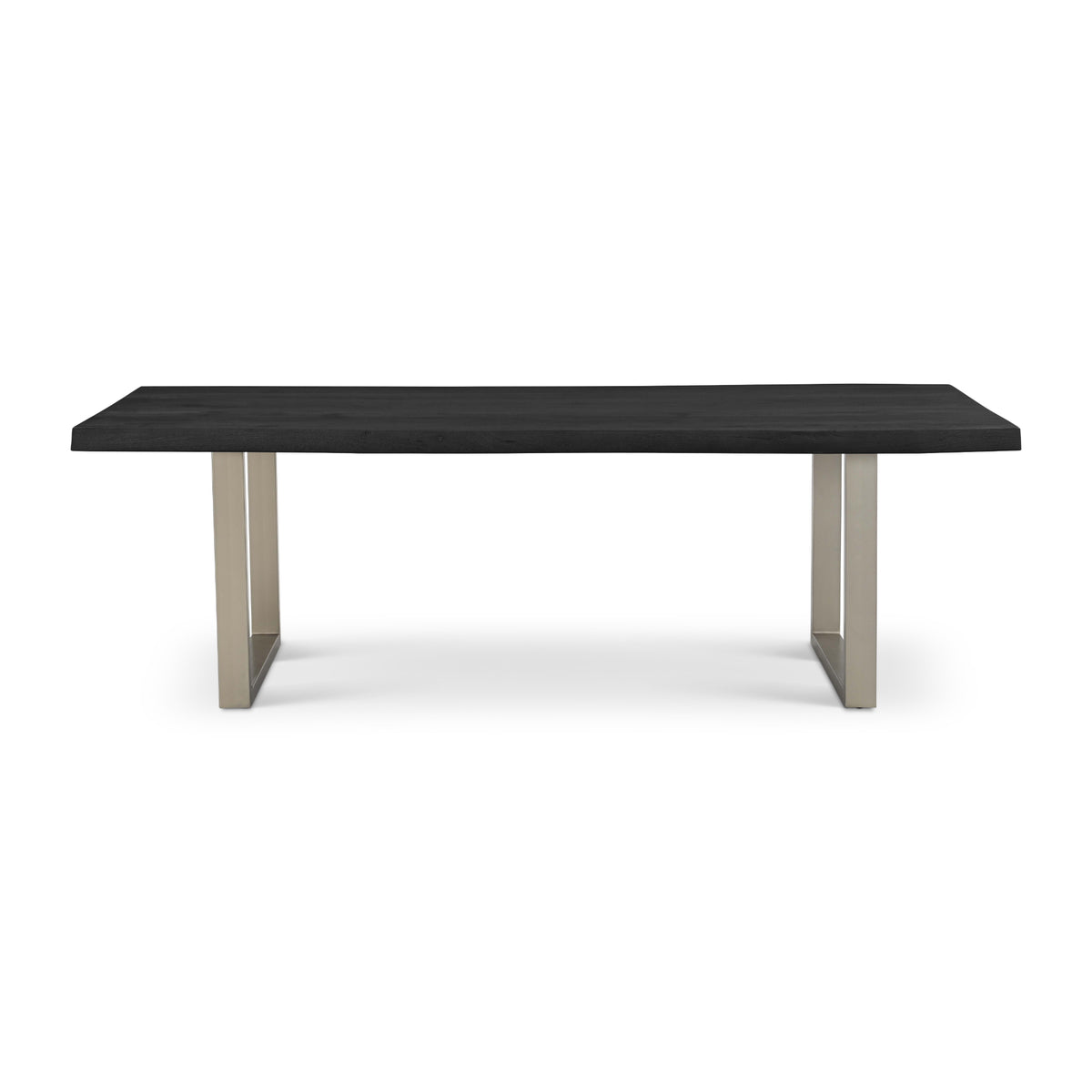 Brooks Dining Table - U Base by Urbia — straight side profile with a dark tabletop and paired light U-shaped supports