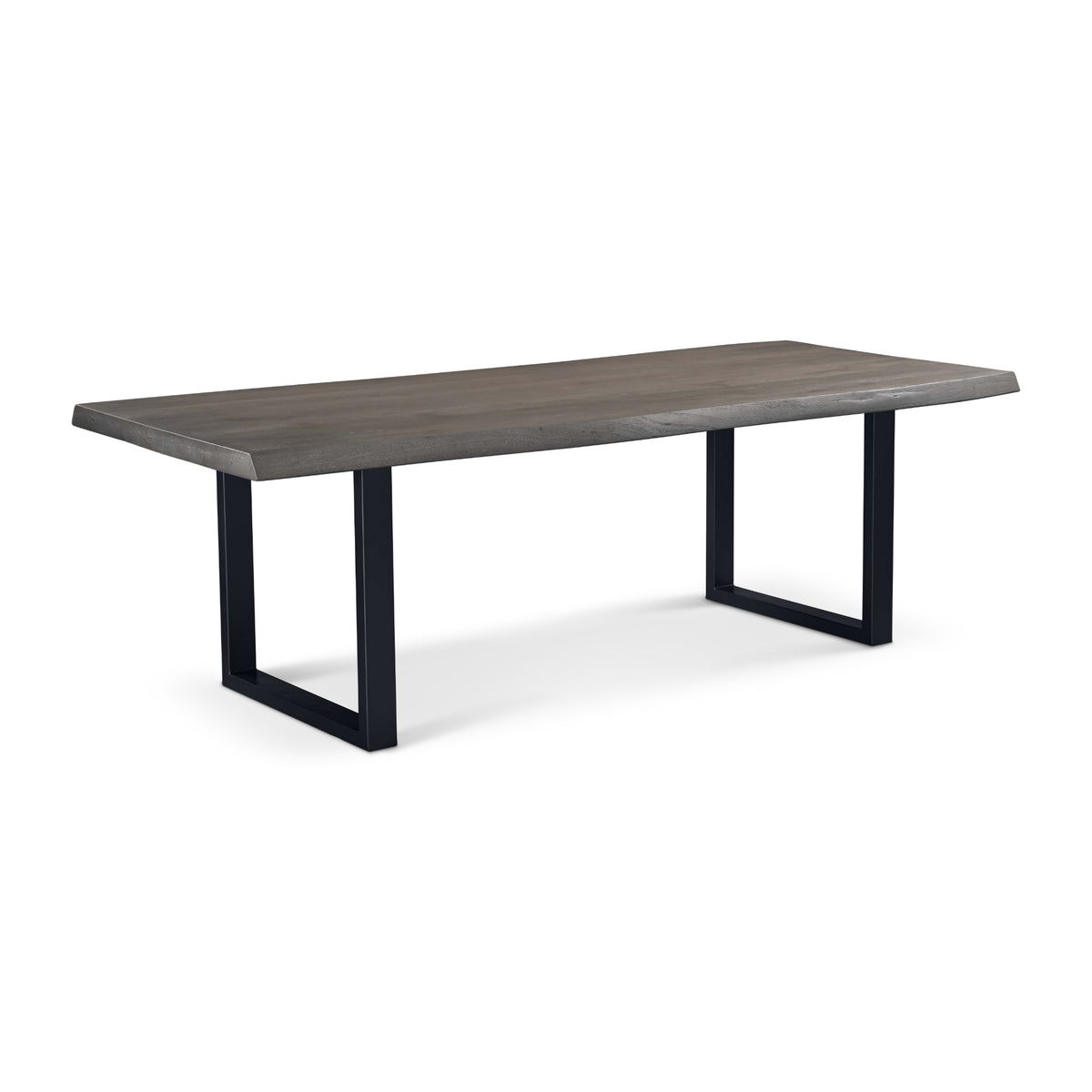 Brooks Dining Table - U Base by Urbia, 92-inch Sandblasted Grey color with Black base, three-quarter view
