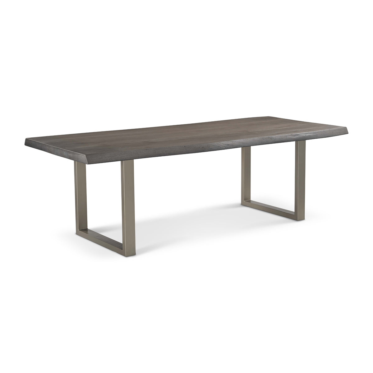 Brooks Dining Table - U Base by Urbia, 92-inch Sandblasted Grey color with Pewter base, three-quarter view