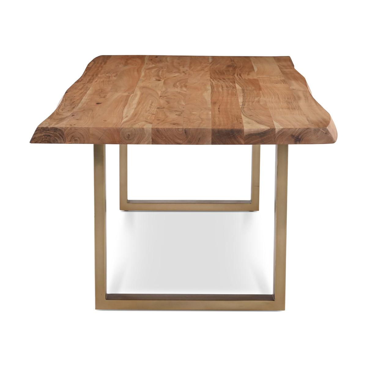 Brooks Dining Table - U Base by Urbia — centered end view of the warm natural tabletop and inset U-shaped base