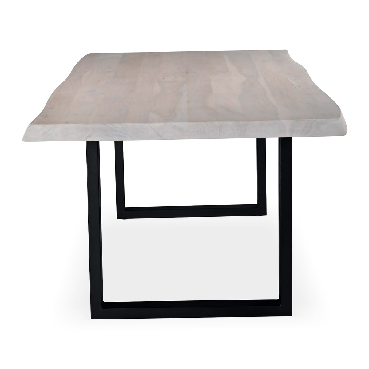 Brooks Dining Table - U Base by Urbia — centered end view of the pale tabletop and black rectangular U frame