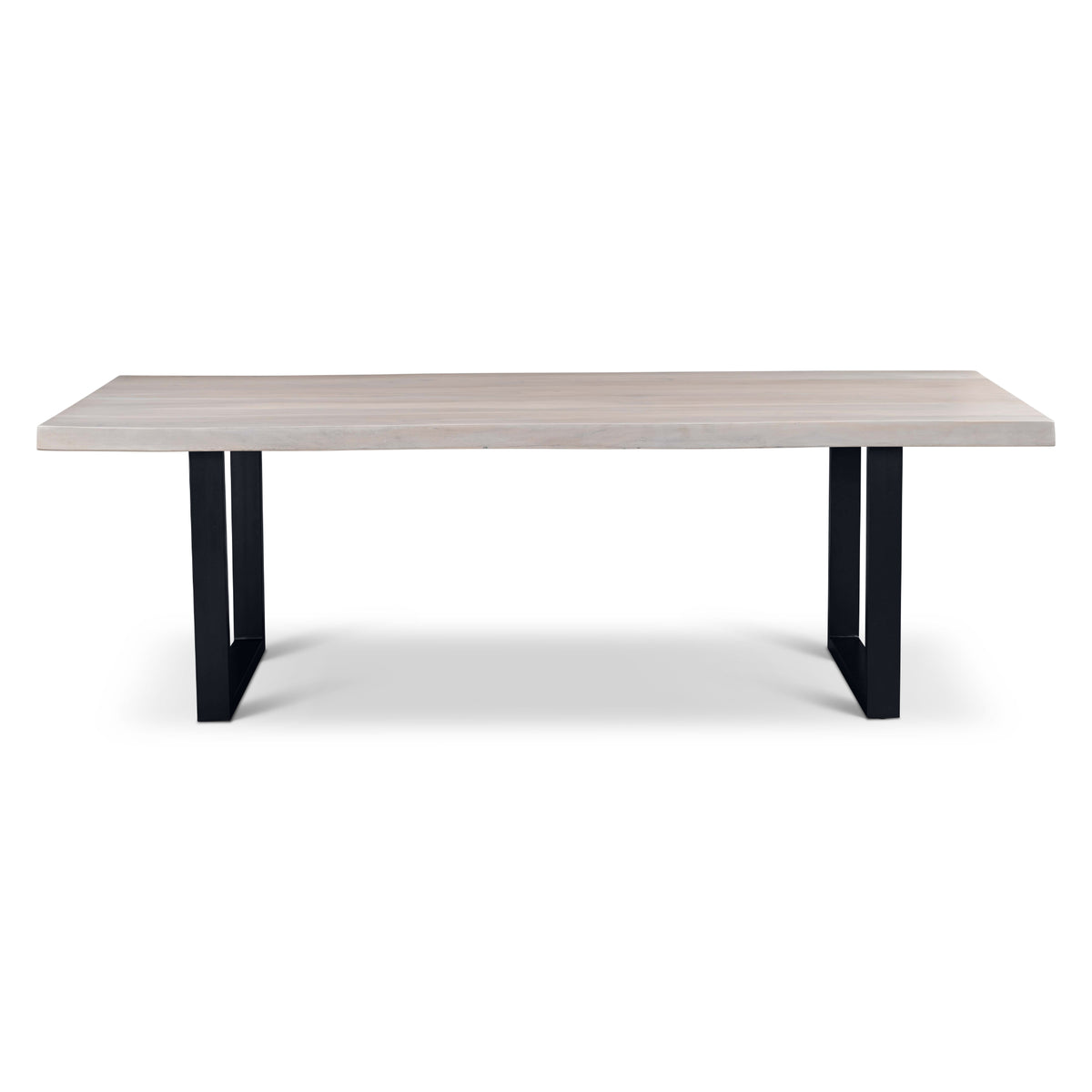 Brooks Dining Table - U Base by Urbia — straight-on side profile with pale tabletop and black U-shaped supports
