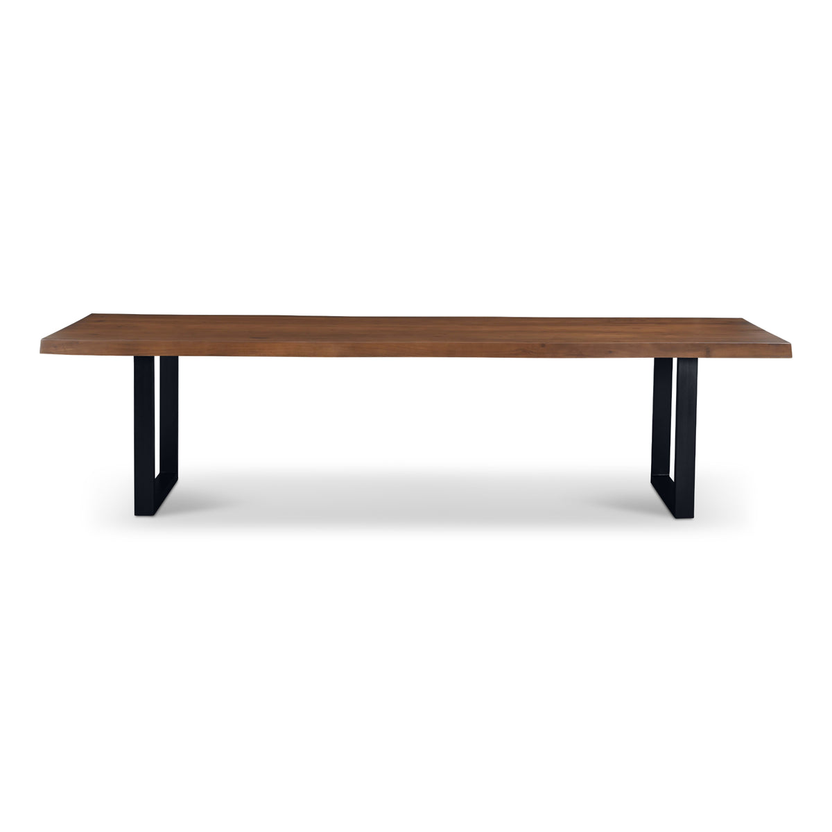 Brooks Dining Table - U Base by Urbia — wide side profile with warm brown top and two U-shaped supports