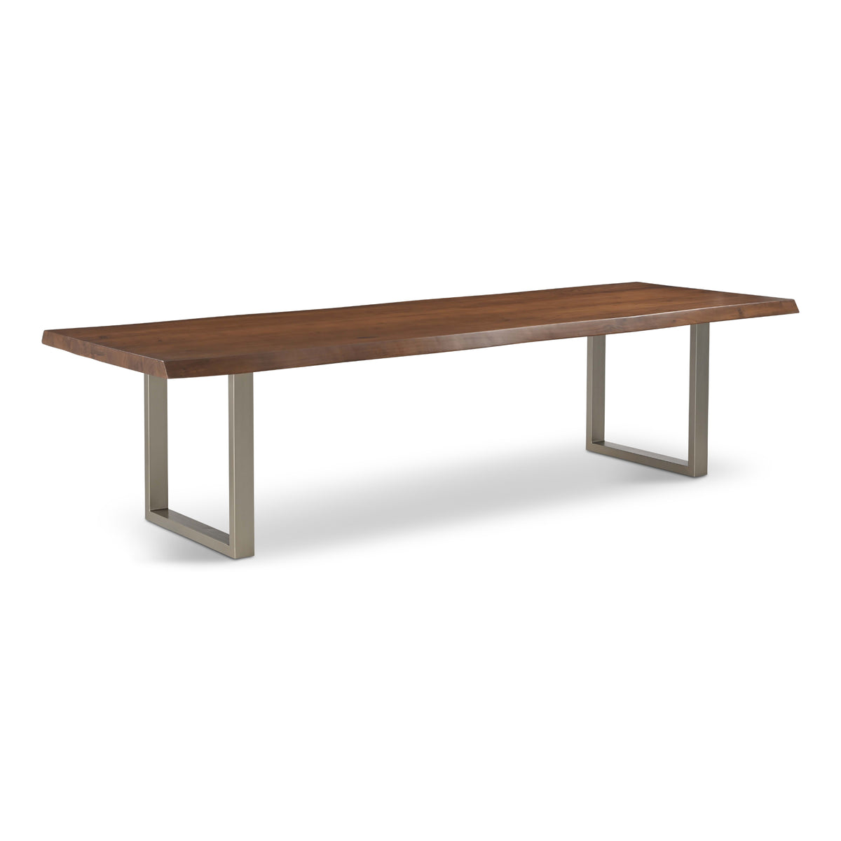 Brooks Dining Table - U Base by Urbia, 116-inch Americano color with Pewter base, three-quarter view
