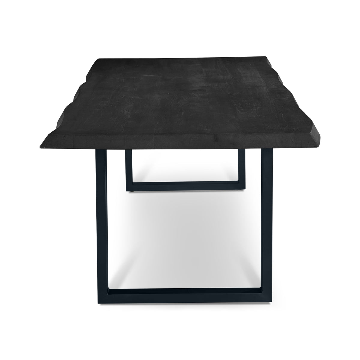Brooks Dining Table - U Base by Urbia — end-on view of the dark tabletop and rectangular U-shaped frame