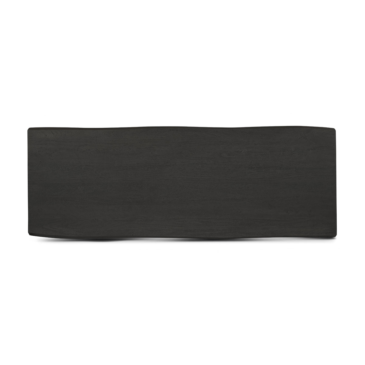 Brooks Dining Table - U Base by Urbia — overhead view of the dark solid acacia tabletop with organic live edges