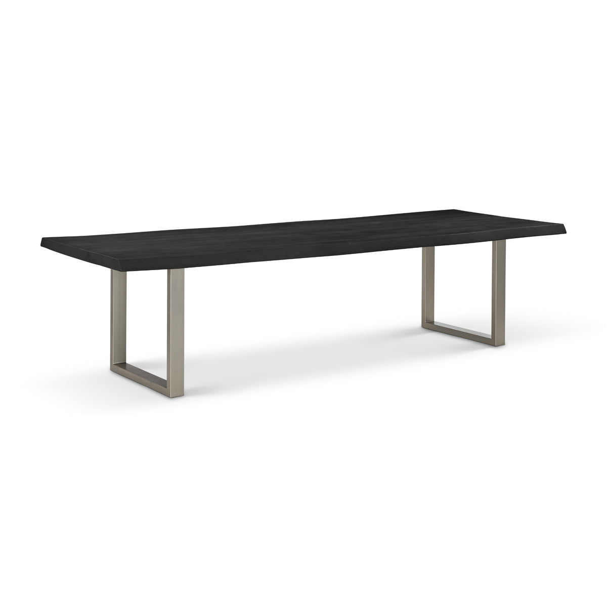 Brooks Dining Table - U Base by Urbia, 116-inch Ebonized color with Pewter base, three-quarter view