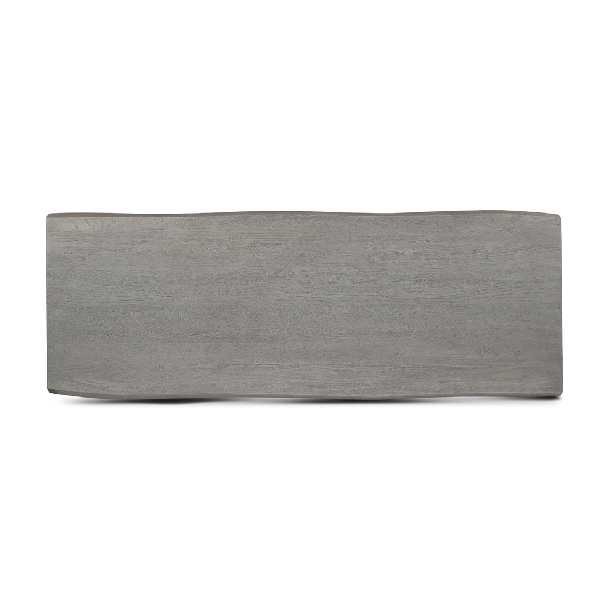 Brooks Dining Table - U Base by Urbia — overhead view of the long dark gray surface with visible grain and natural edges