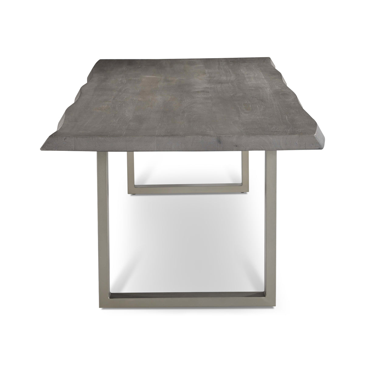 Brooks Dining Table - U Base by Urbia — centered end view of the gray tabletop and rectangular light U-shaped frame