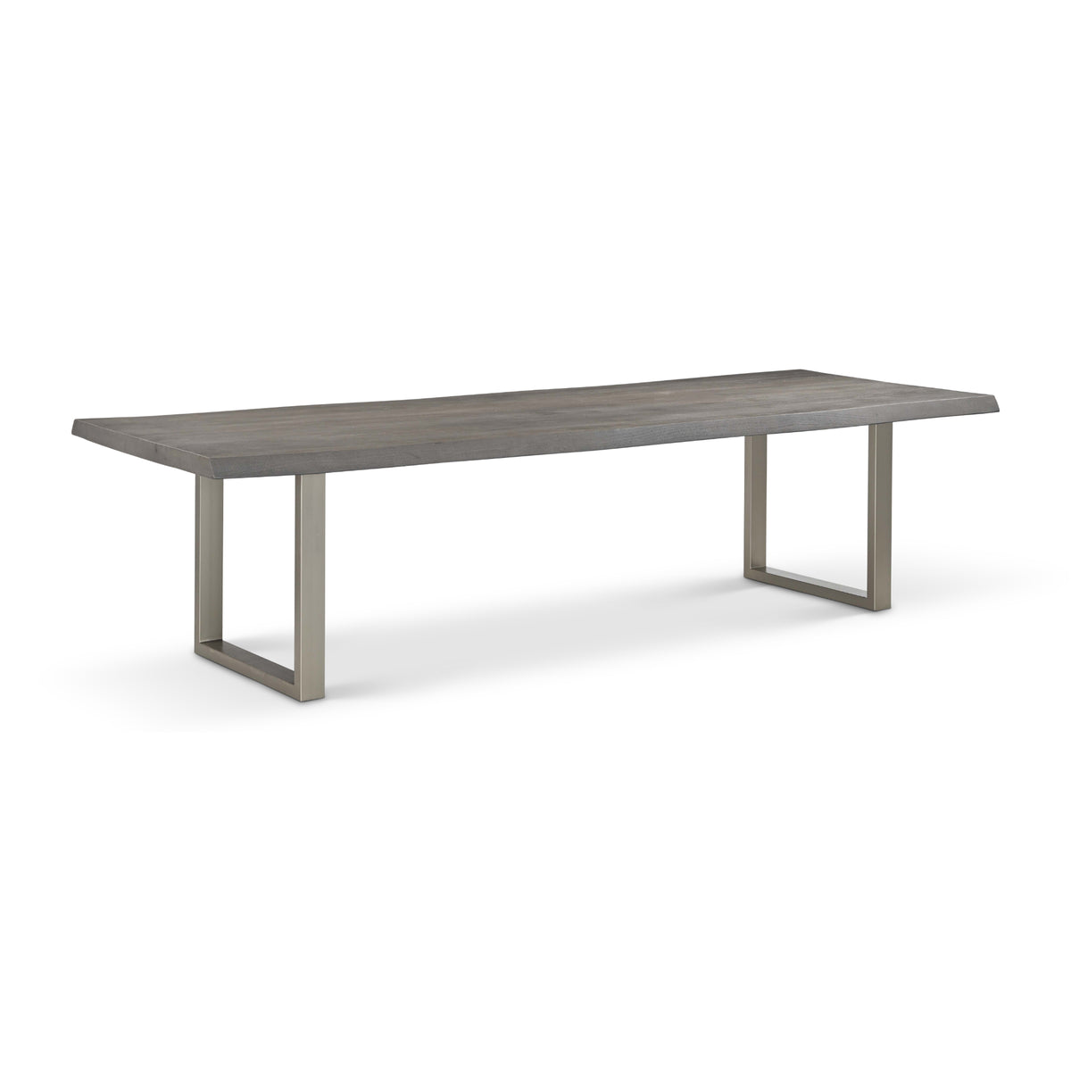 Brooks Dining Table - U Base by Urbia, 116-inch Sandblasted Grey color with Pewter base, three-quarter view