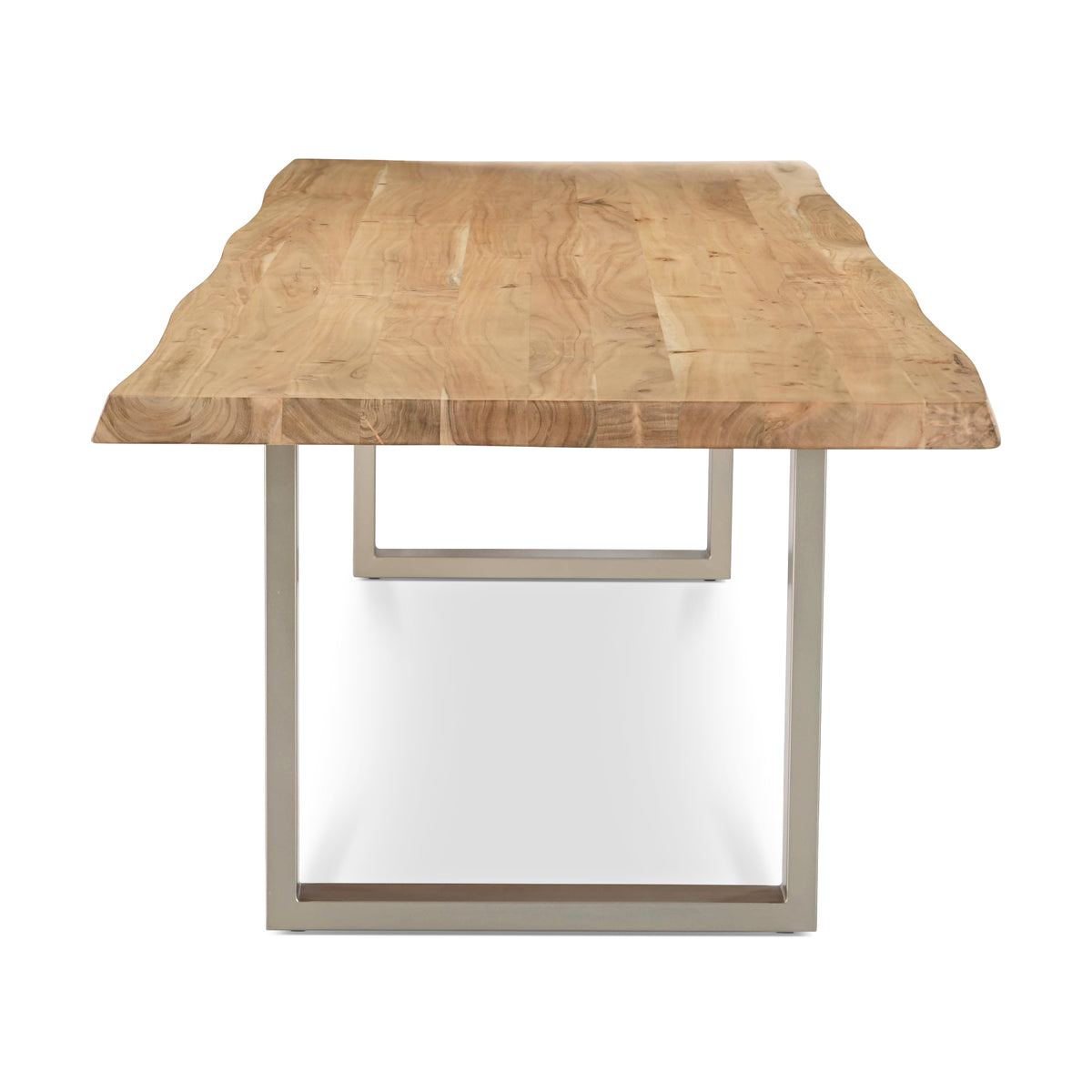 Brooks Dining Table - U Base by Urbia — centered end view of the wide warm top and light U-shaped base