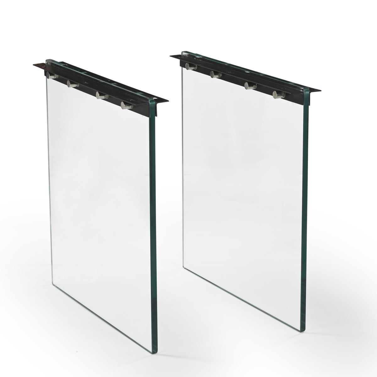Clear Glass Slab Table Base - Dining Height (Set of 2) by Urbia — pair of clear glass slab supports.