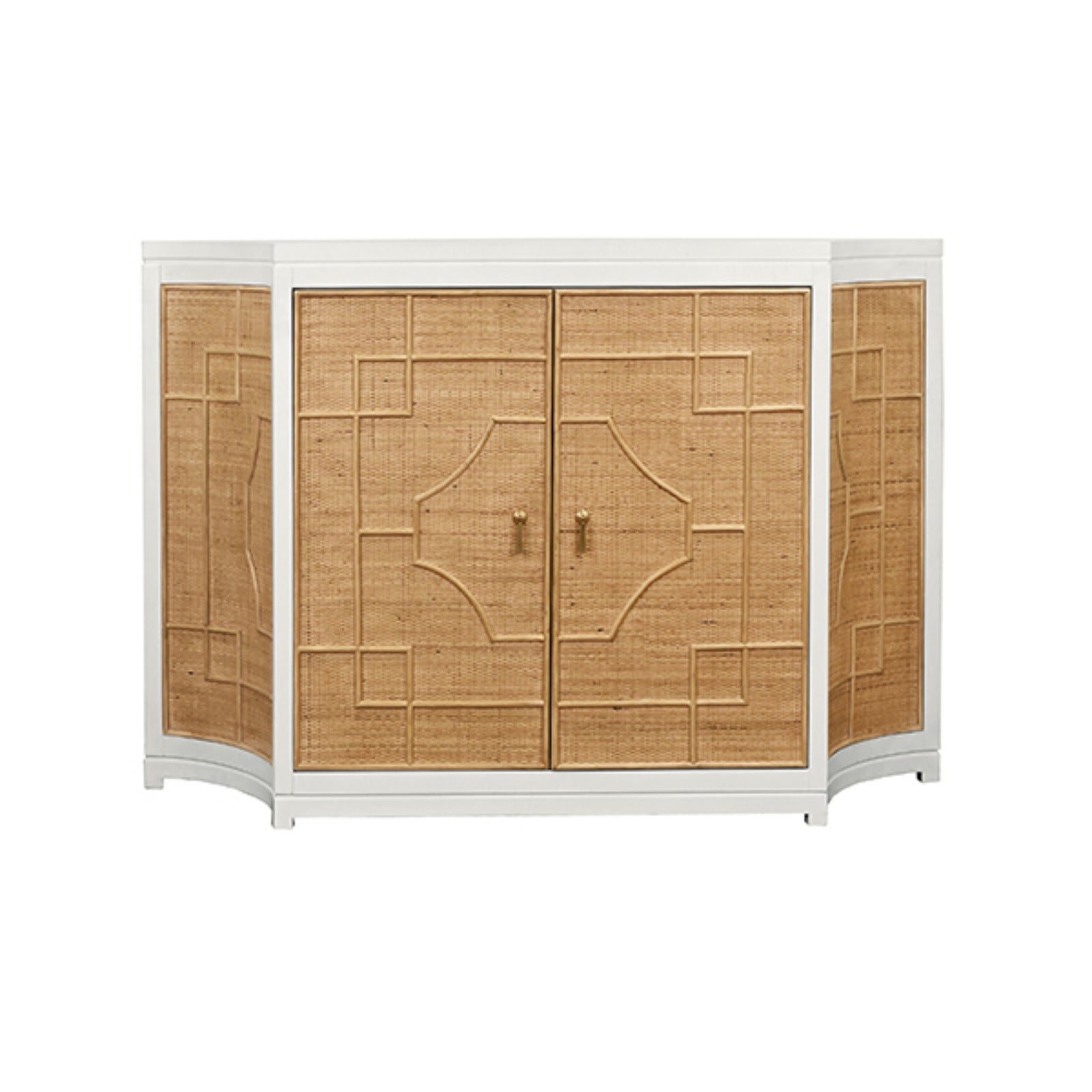 Isabel Two Door Decorative Rattan Overlay Cabinet