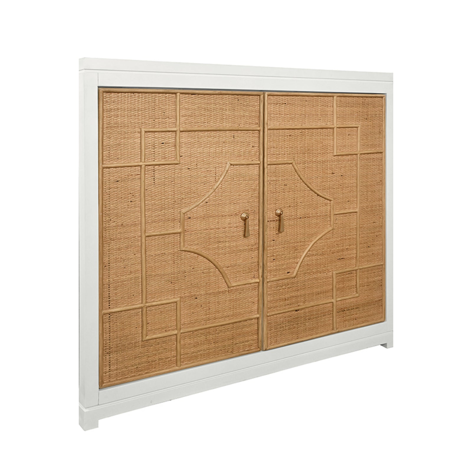 Isabel Two Door Decorative Rattan Overlay Cabinet