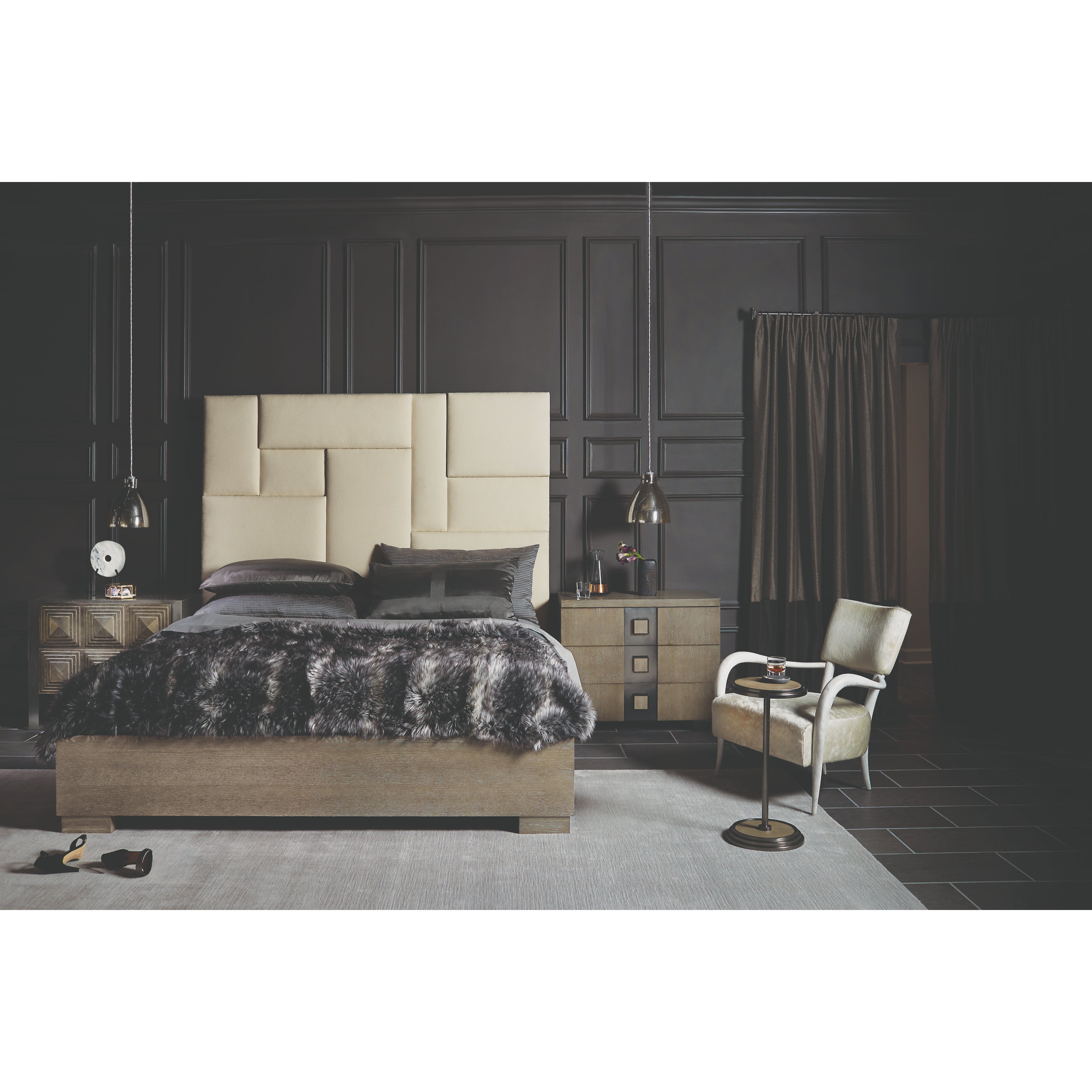 Mosaic Upholstered King Panel Bed by Bernhardt