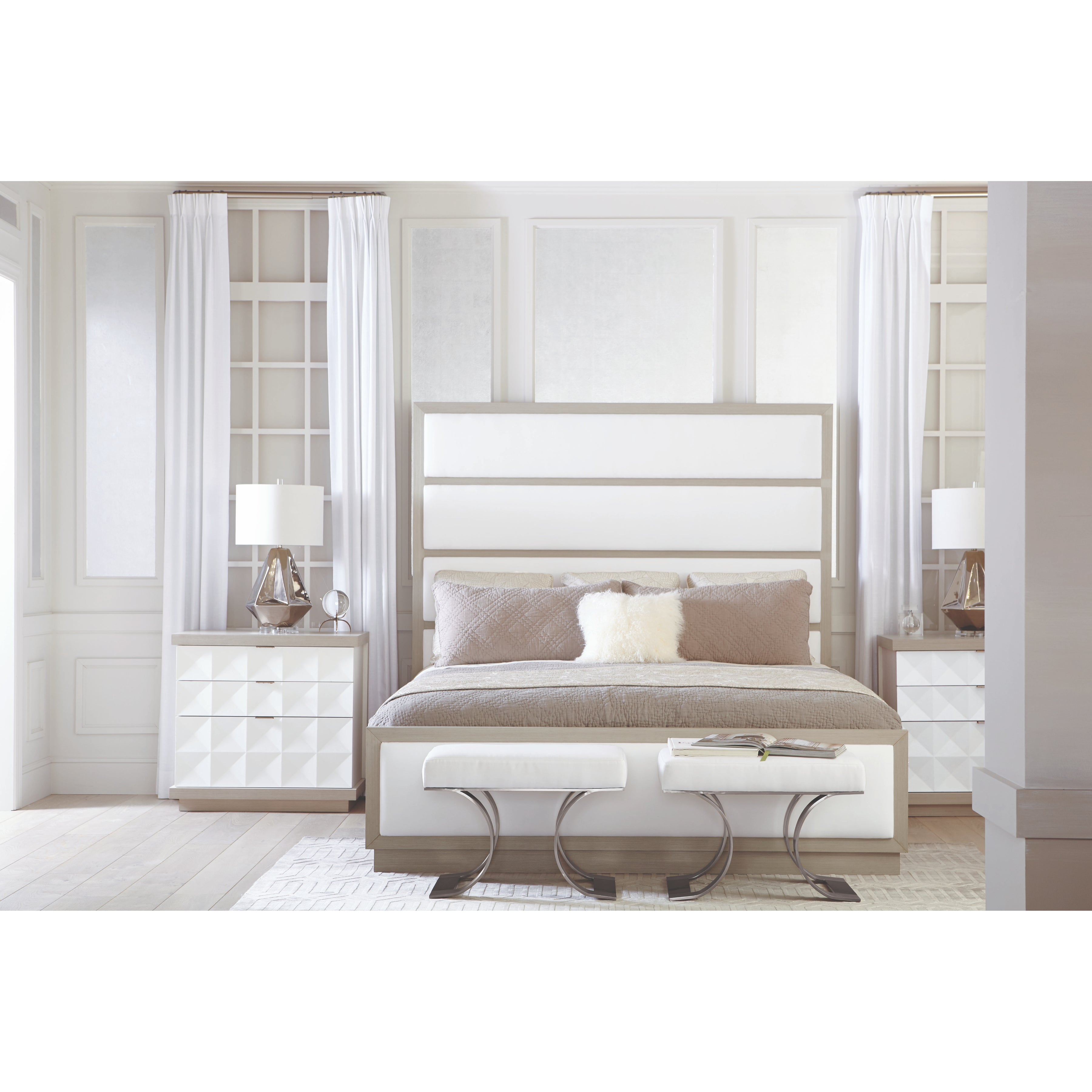 Axiom Panel Bed with Inset Upholstered Panels by Bernhardt