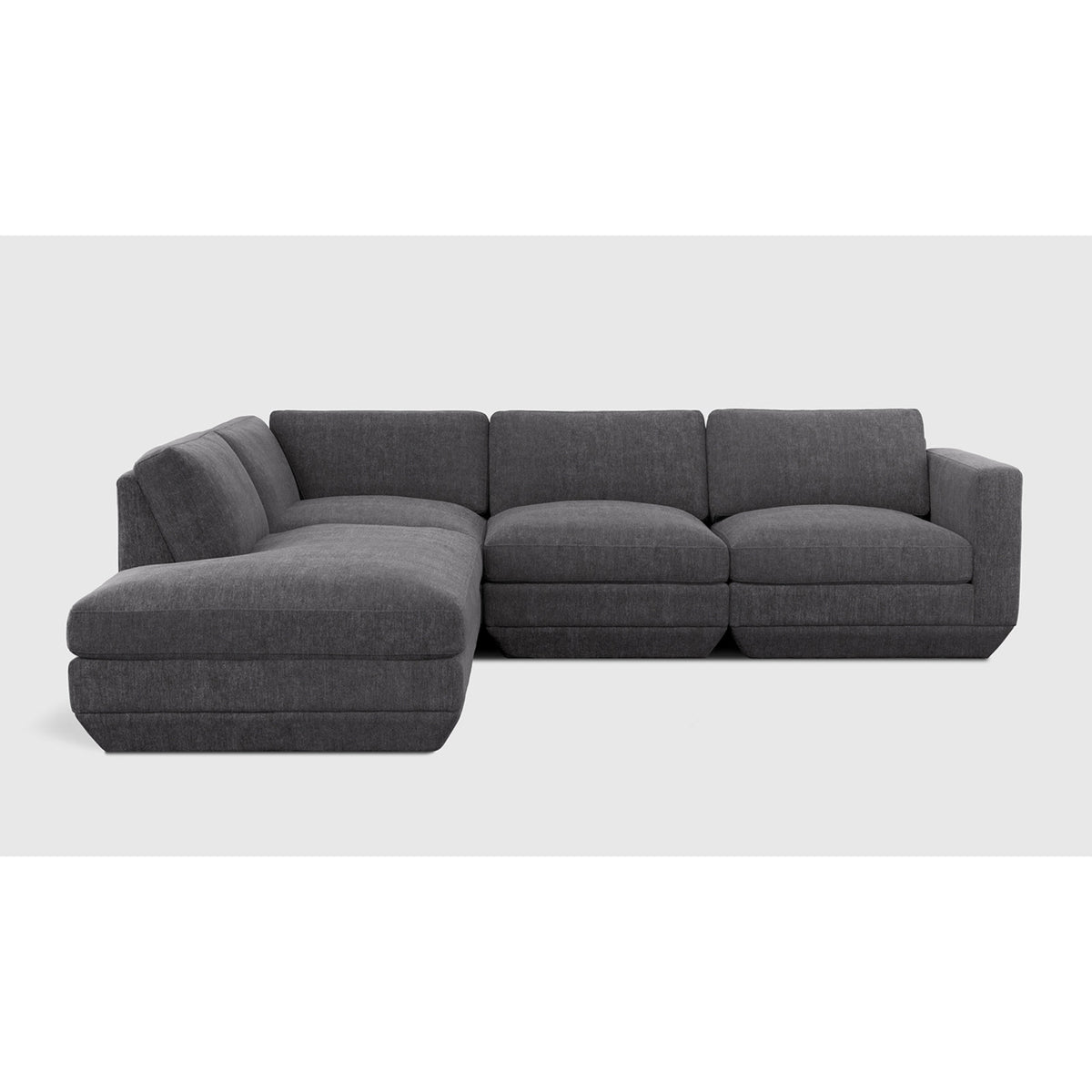 Podium Modular 4PC Lounge Sectional A by Gus* in Bastille Lennox, left-facing front view.