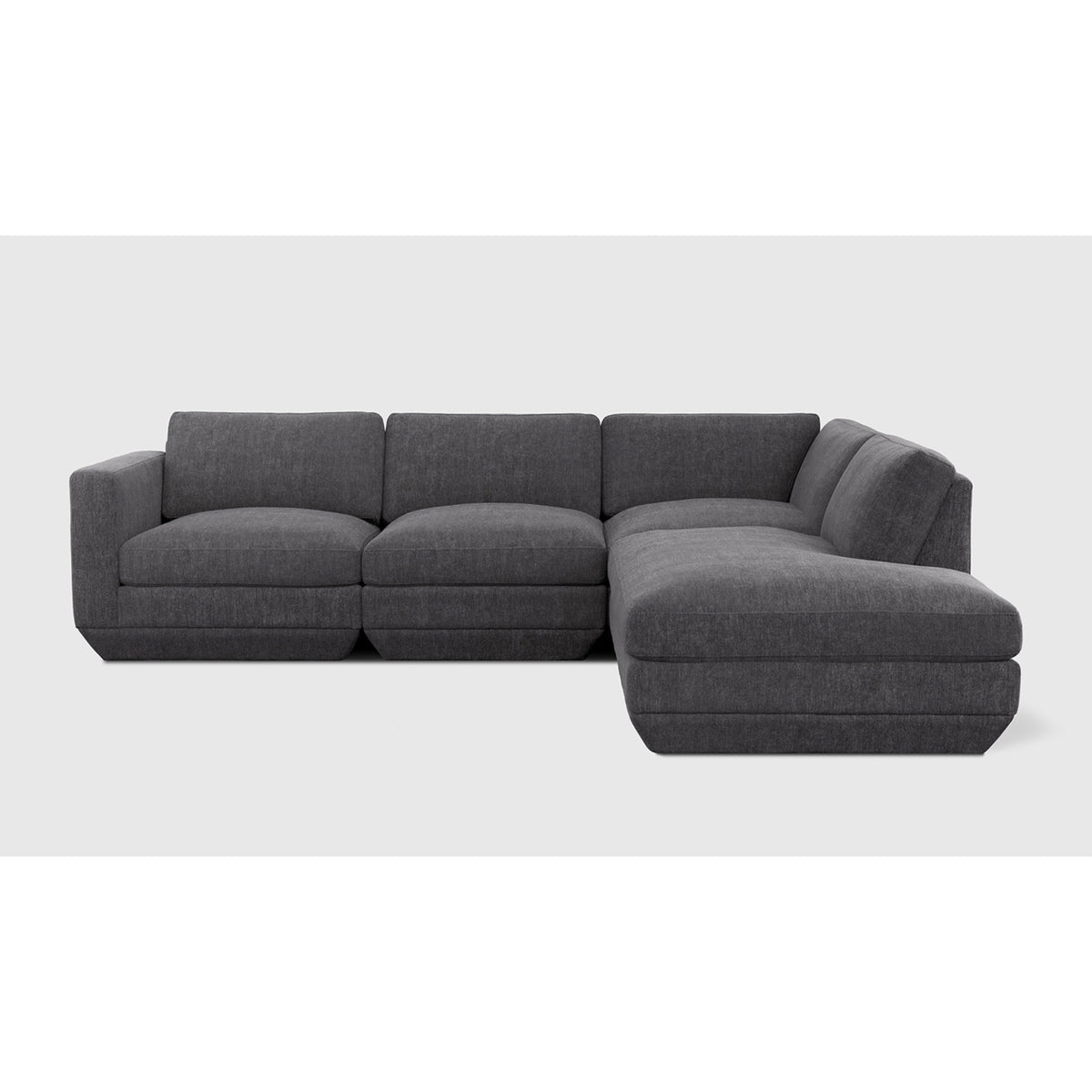 Podium Modular 4PC Lounge Sectional A by Gus* in Bastille Lennox, right-facing front view.