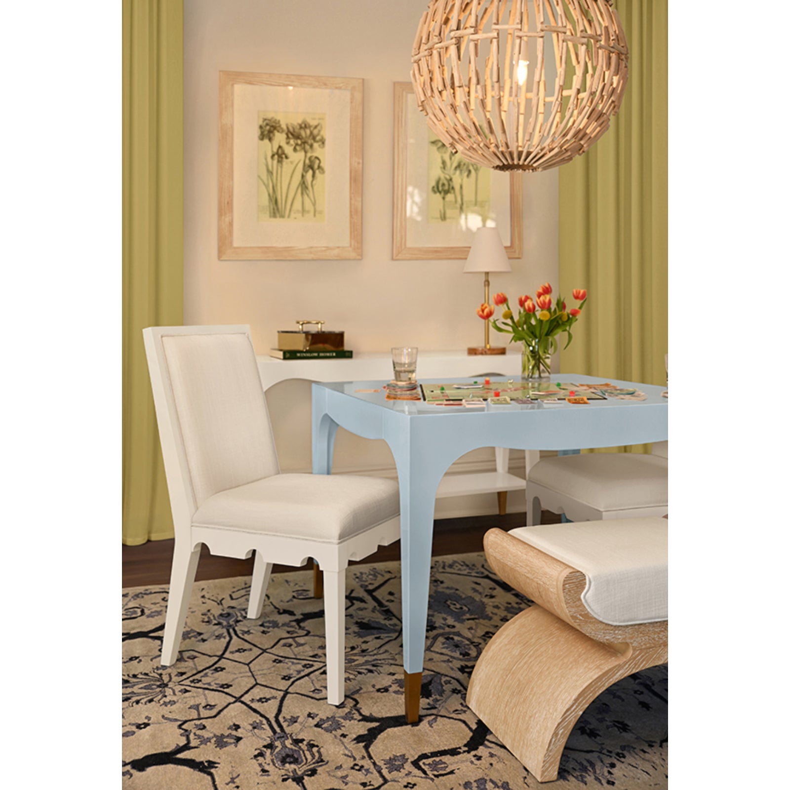 Lacey Square Tapered Leg Two Drawer Game Table