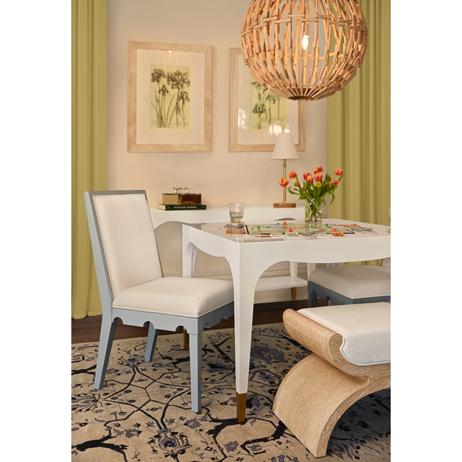 Lacey Square Tapered Leg Two Drawer Game Table