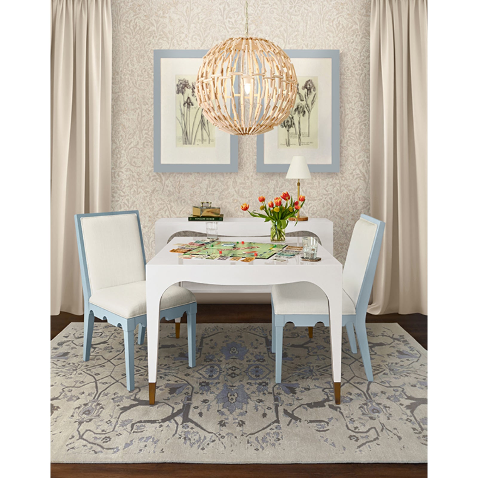 Lacey Square Tapered Leg Two Drawer Game Table