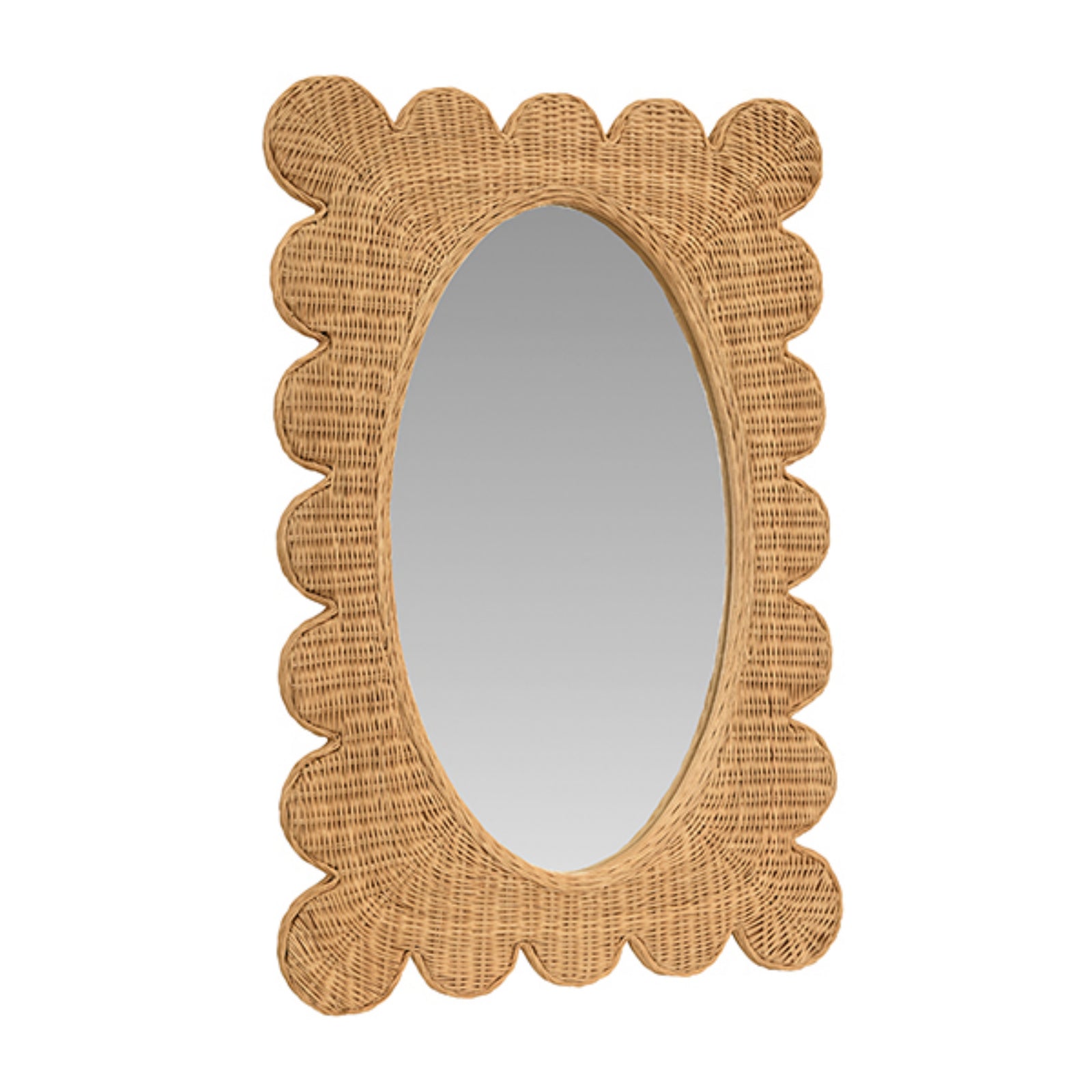 Lillian Scalloped Edge Rectangular Frame with Oval Mirror