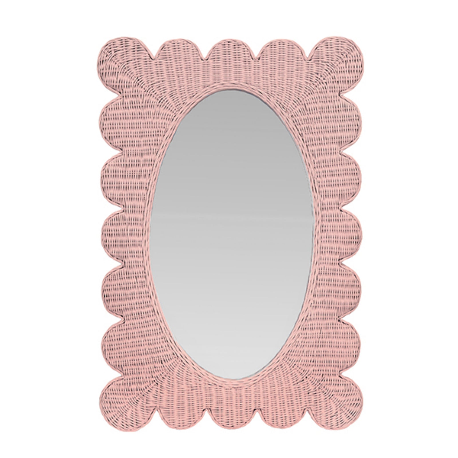 Lillian Scalloped Edge Rectangular Frame with Oval Mirror