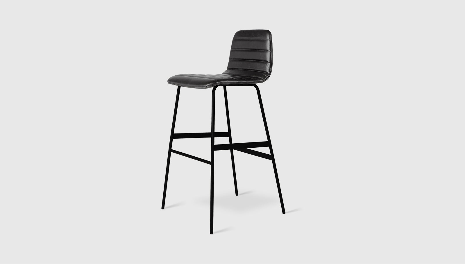 Lecture Bar Stool Upholstered Saddle Black Leather / BlackBar Stool Gus*  Saddle Black Leather Black  Four Hands, Mid Century Modern Furniture, Old Bones Furniture Company, Old Bones Co, Modern Mid Century, Designer Furniture, https://www.oldbonesco.com/