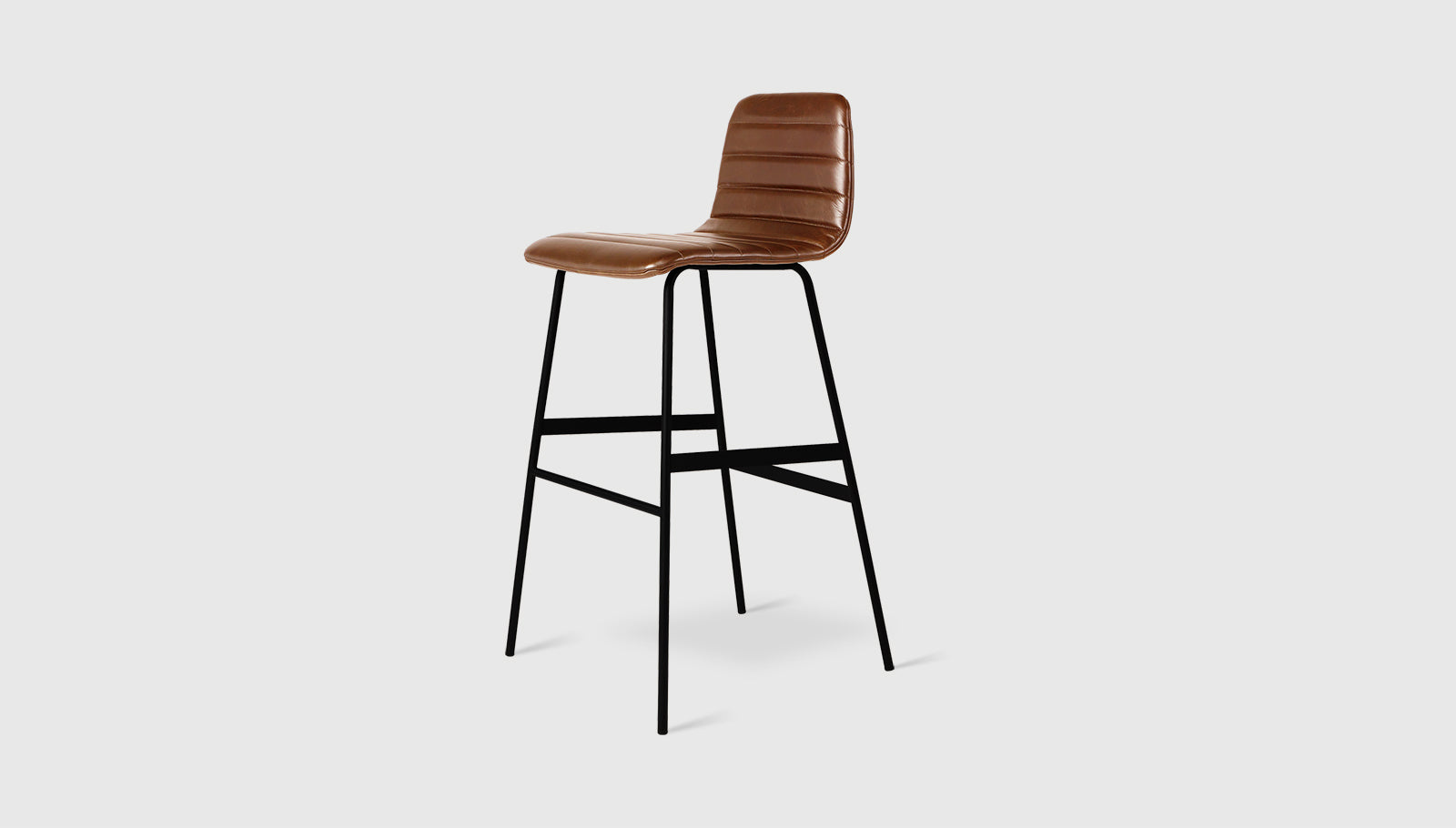 Lecture Bar Stool Upholstered Saddle Brown Leather / BlackBar Stool Gus*  Saddle Brown Leather Black  Four Hands, Mid Century Modern Furniture, Old Bones Furniture Company, Old Bones Co, Modern Mid Century, Designer Furniture, https://www.oldbonesco.com/