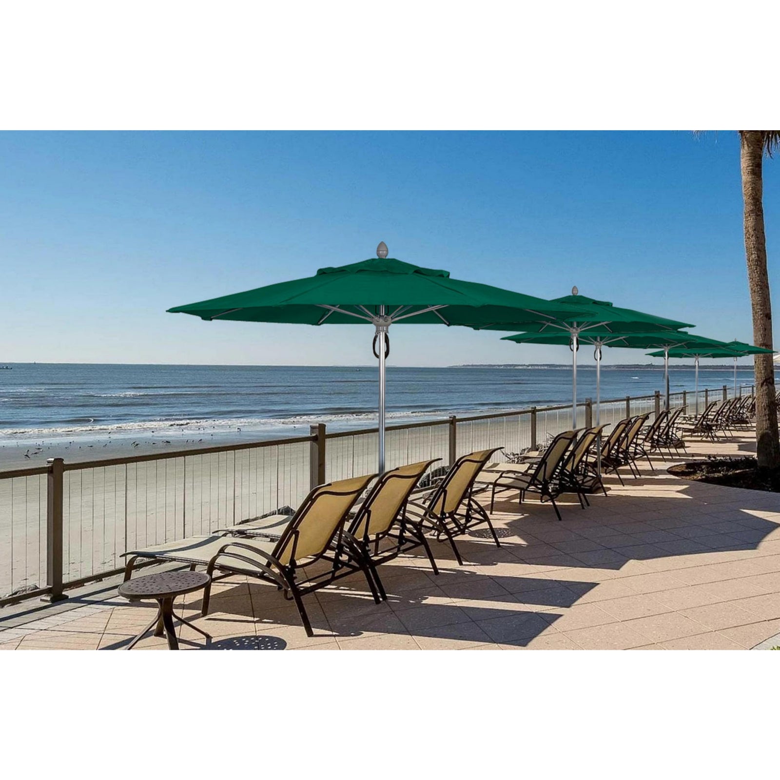 Luna 11FT Octagonal Pulley Aluminum Umbrella - Sunbrella Fabric