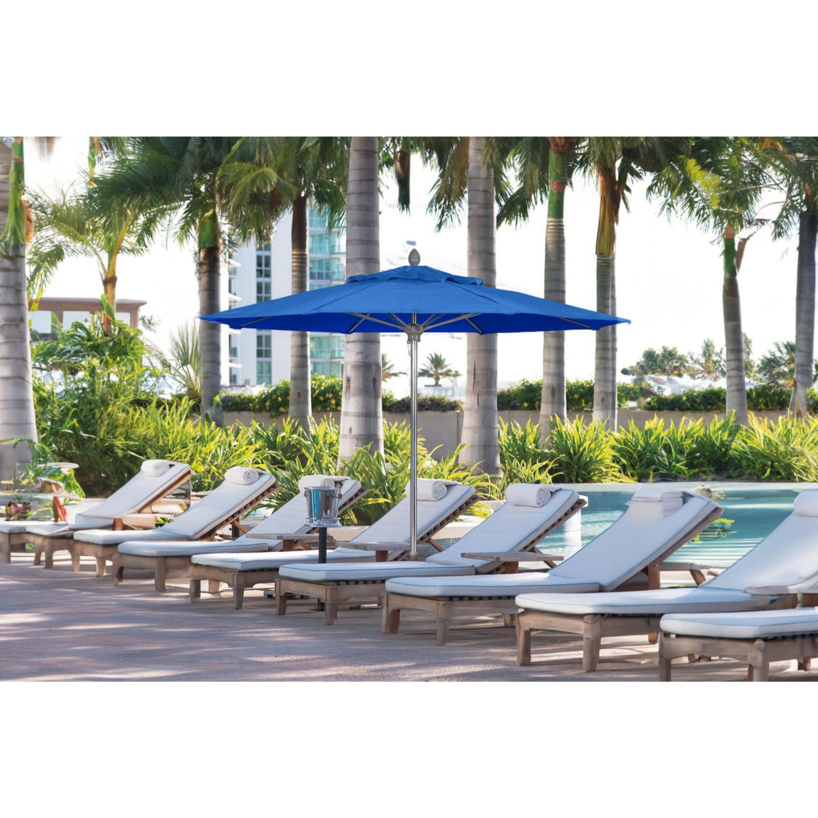 Luna 8FT Octagonal Pulley Aluminum Umbrella - Sunbrella Fabric