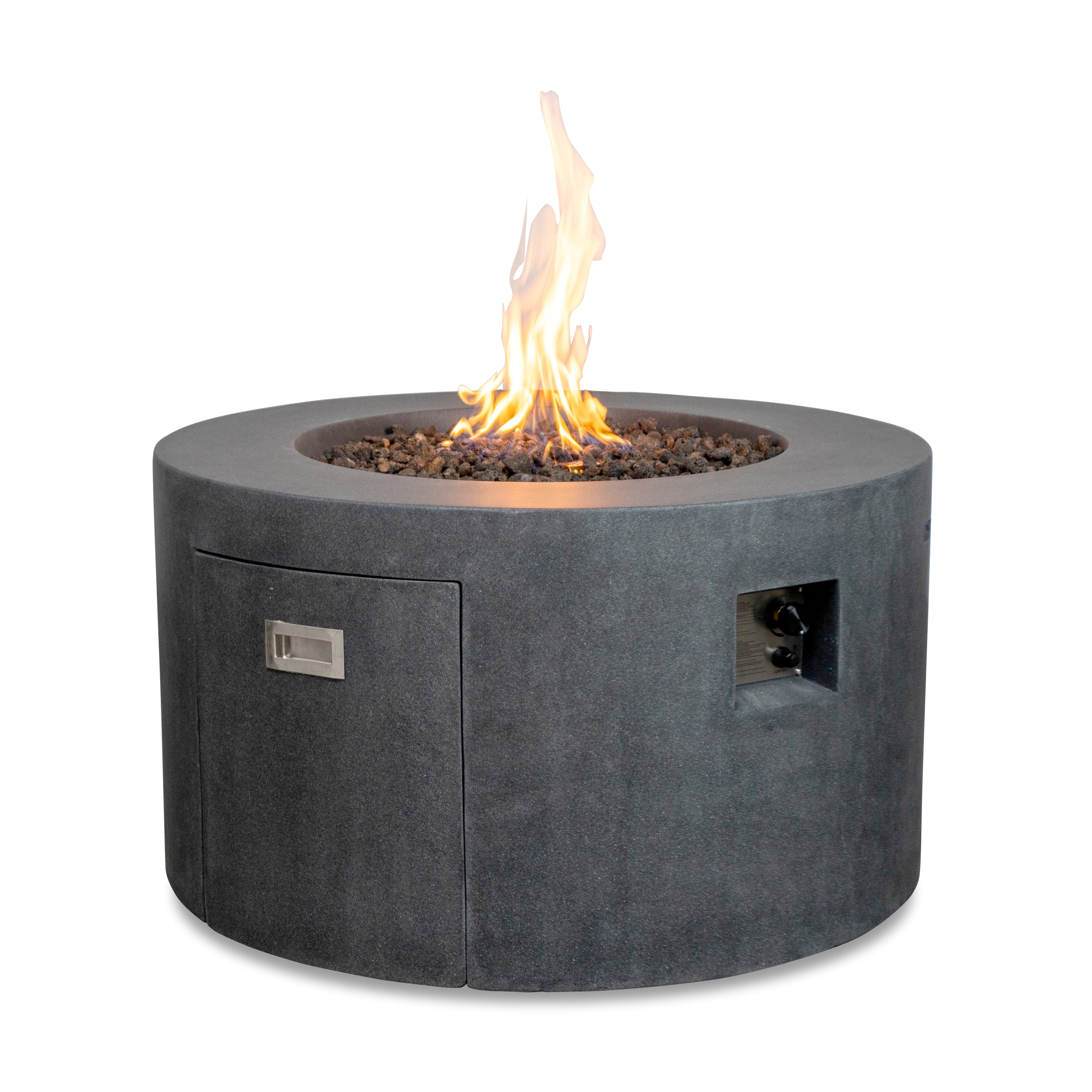 Beton 42" Round Concrete Propane Gas Fire Pit with Access Door