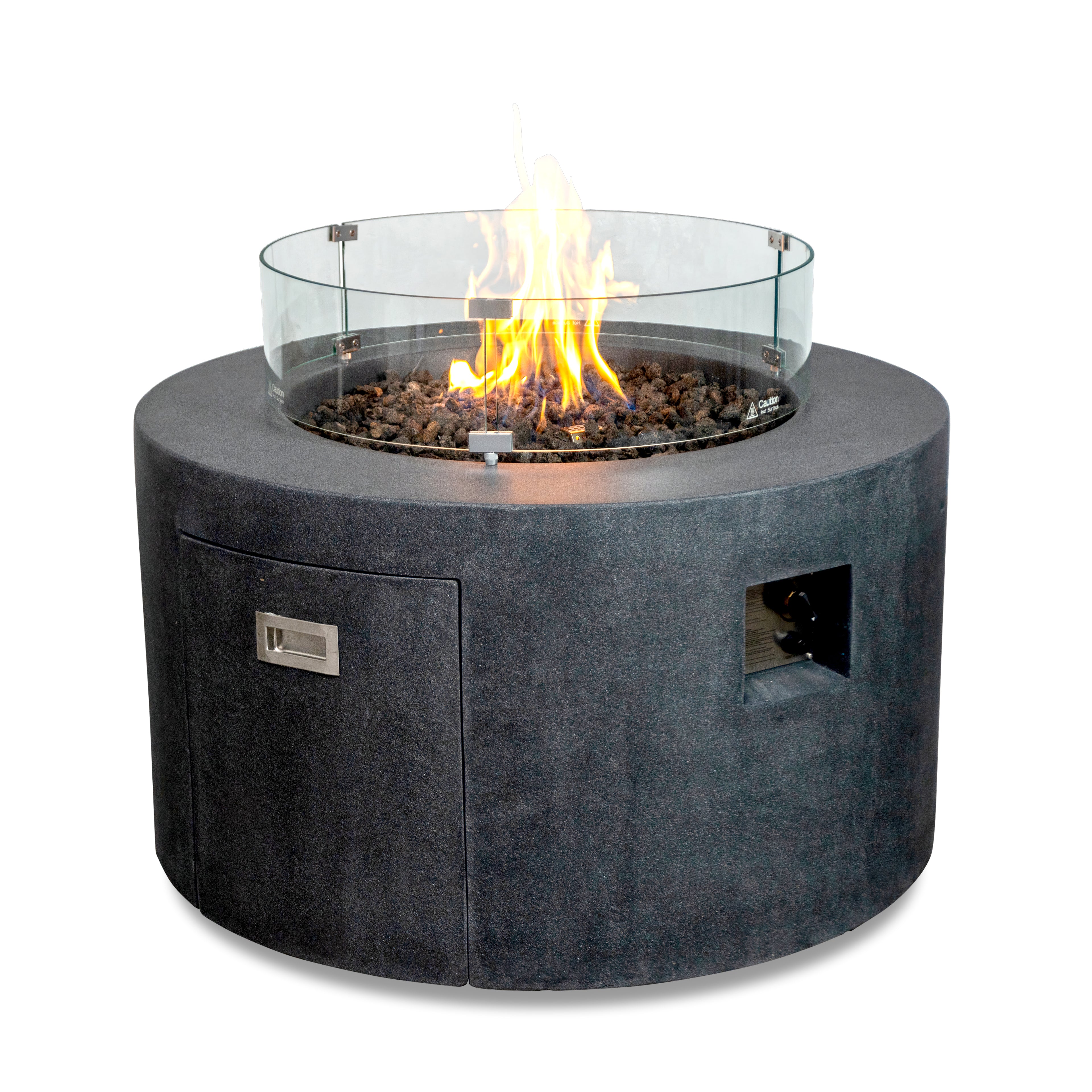 Beton 42" Round Concrete Propane Gas Fire Pit with Access Door