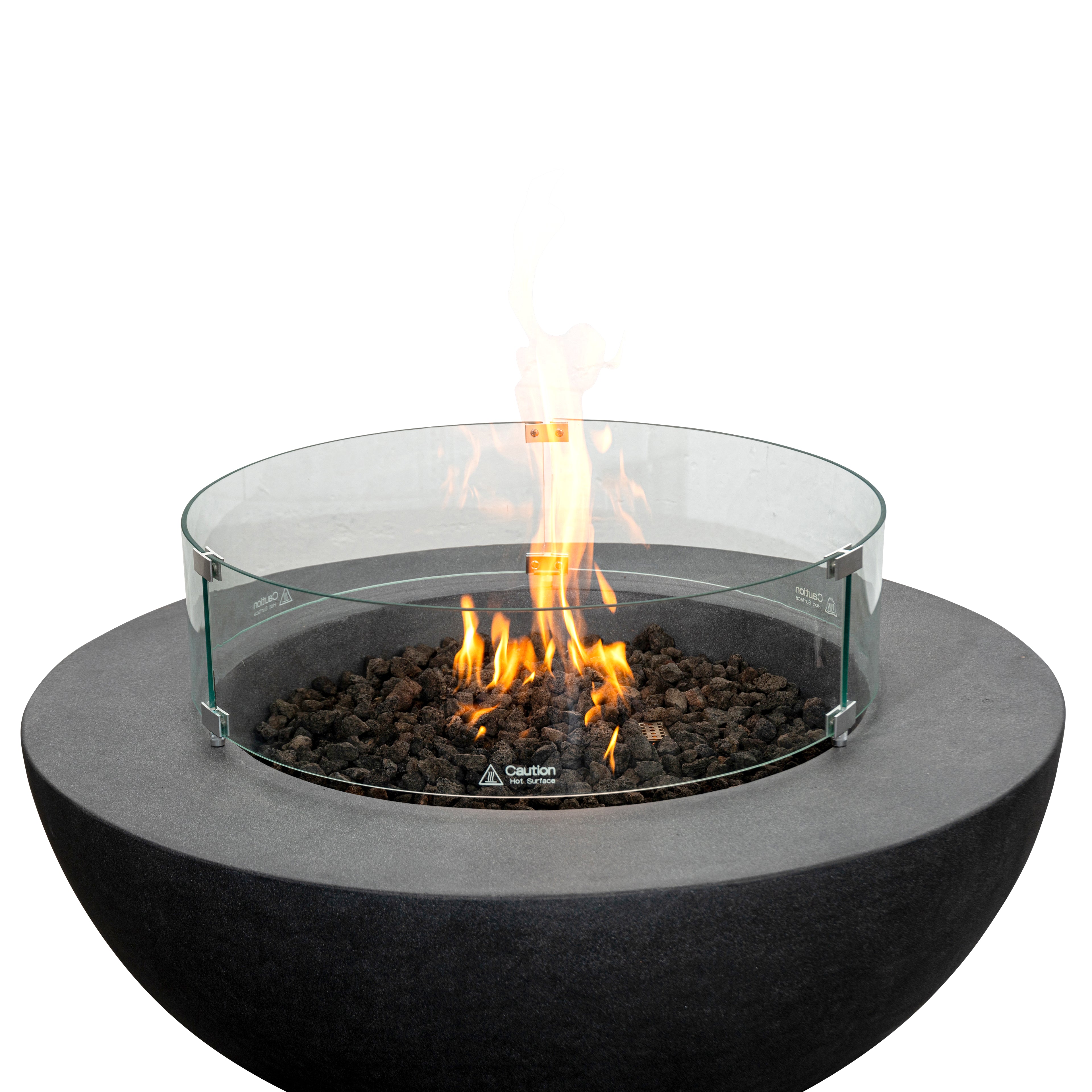 Beton 42" Round Bowl Concrete Natural Gas Fire Pit with Push Button Ignition