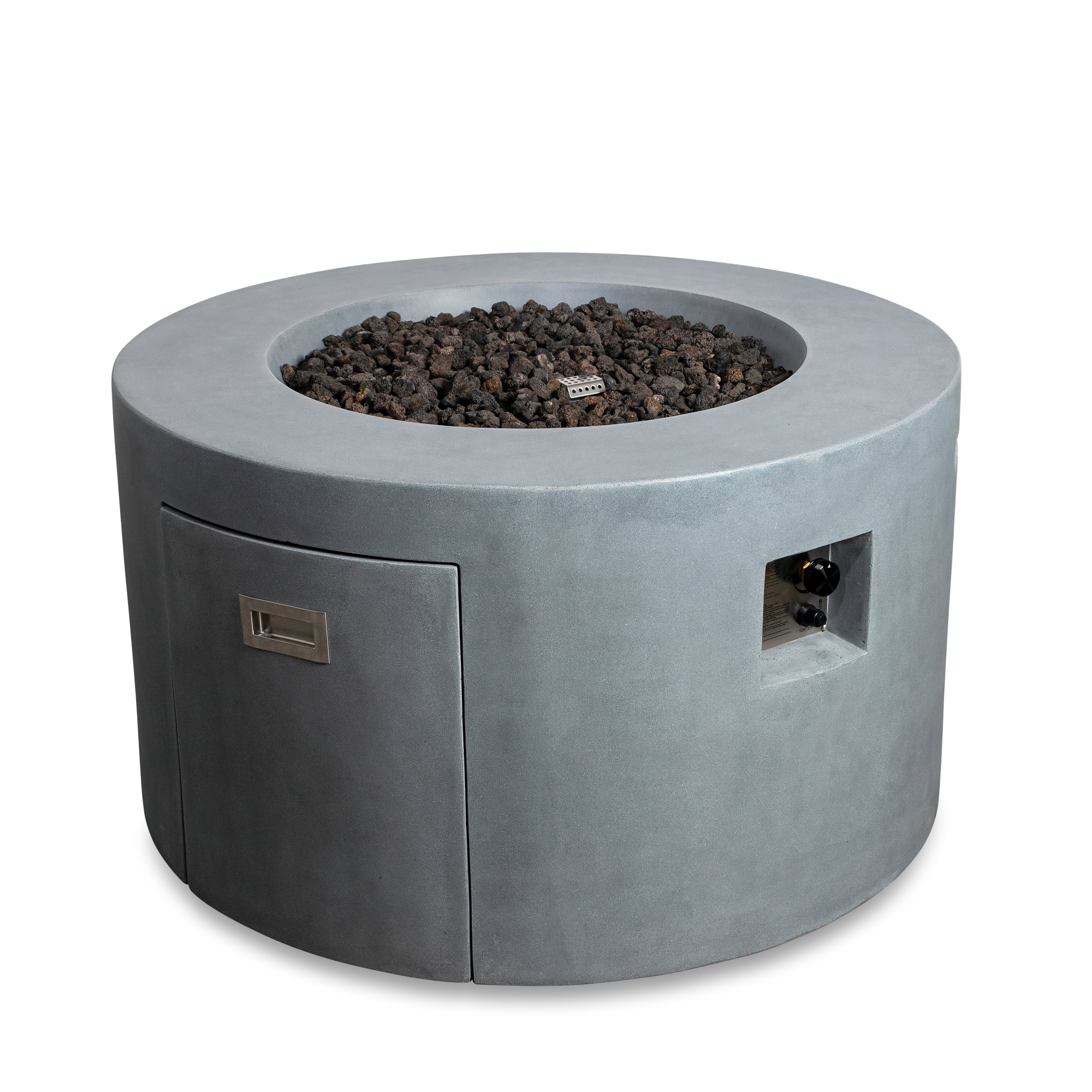 Beton 42" Round Concrete Propane Gas Fire Pit with Access Door