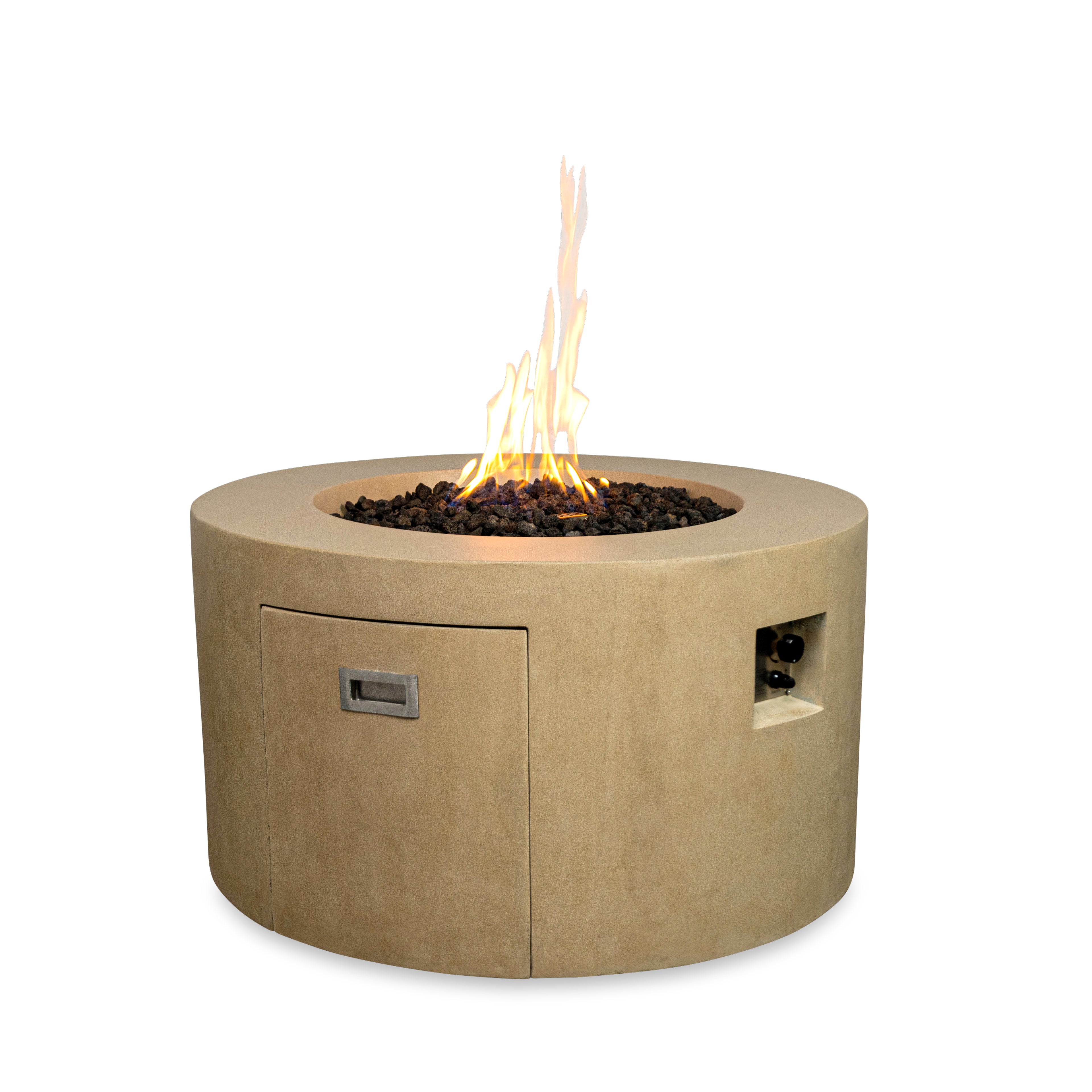 Beton 42" Round Concrete Propane Gas Fire Pit with Access Door