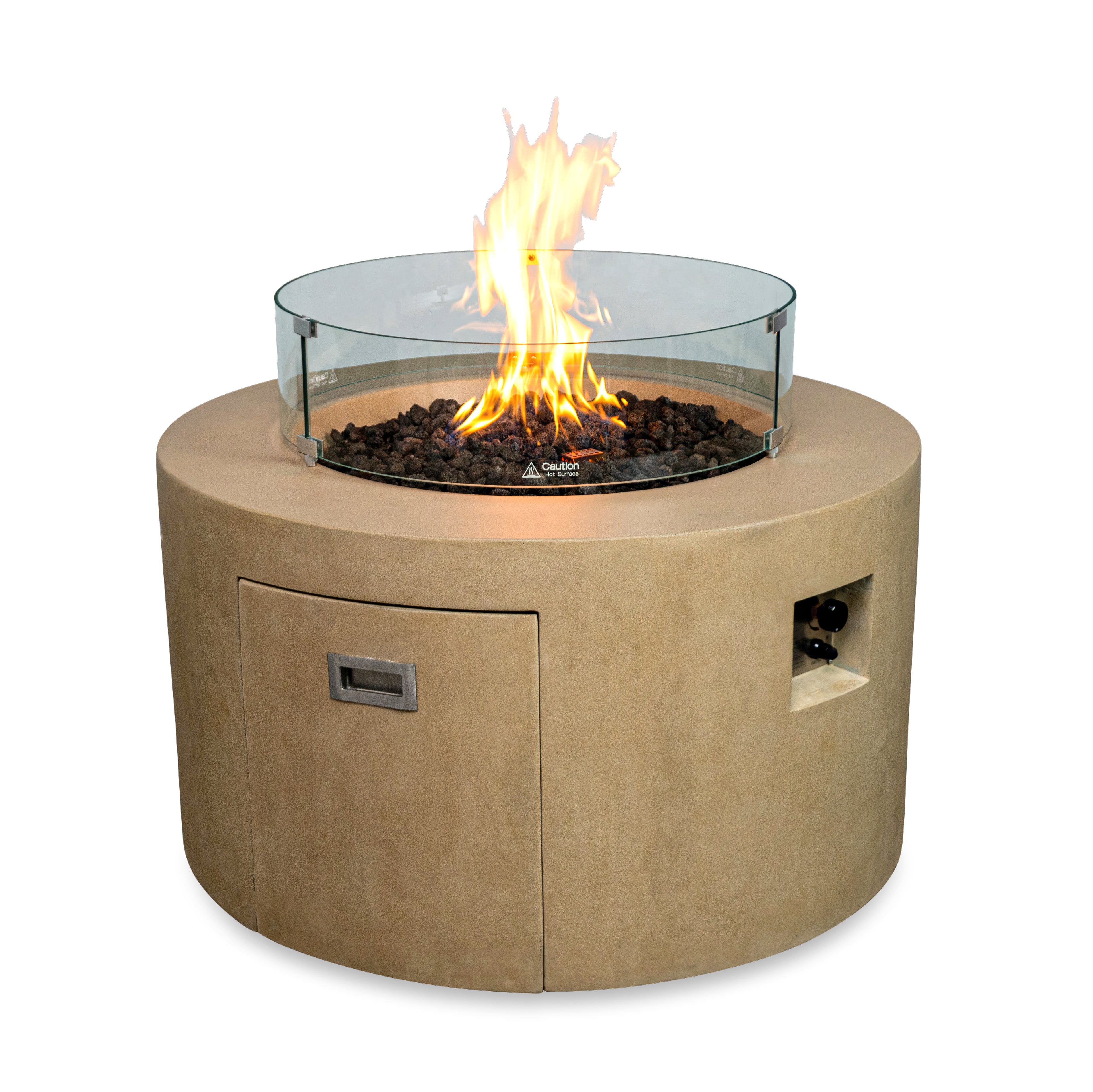 Beton 42" Round Concrete Propane Gas Fire Pit with Access Door